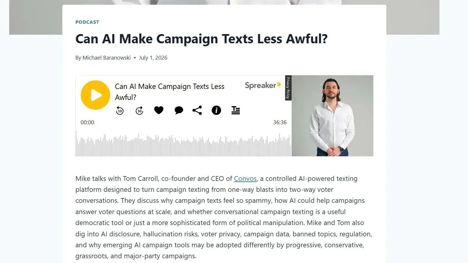 Convos Featured on The Politics Guys Podcast