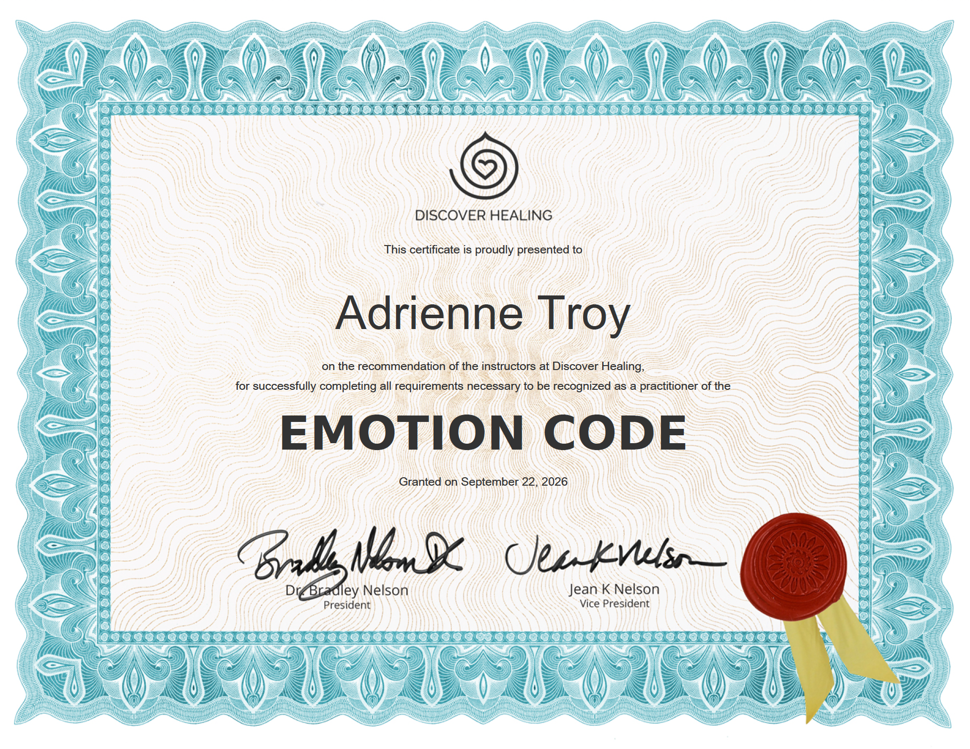 Emotion Code Practitioner Certificate - Adrienne Troy