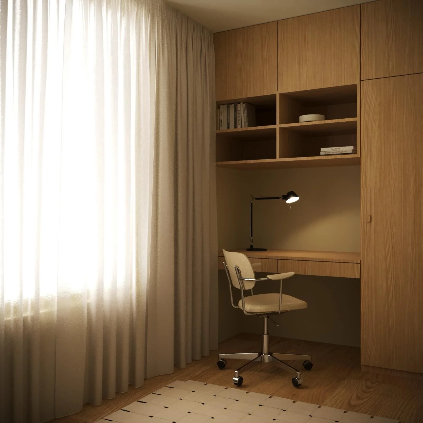 Ny planl&oslash;sning, utvidelse av bad og plass til hjemmekontor 🏡
Eik videref&oslash;res som en gjennomg&aring;ende materialitet i hele boligen &ndash; ogs&aring; p&aring; badet.

 
Design @mariahovevestre 
Rendring @jsh_architect