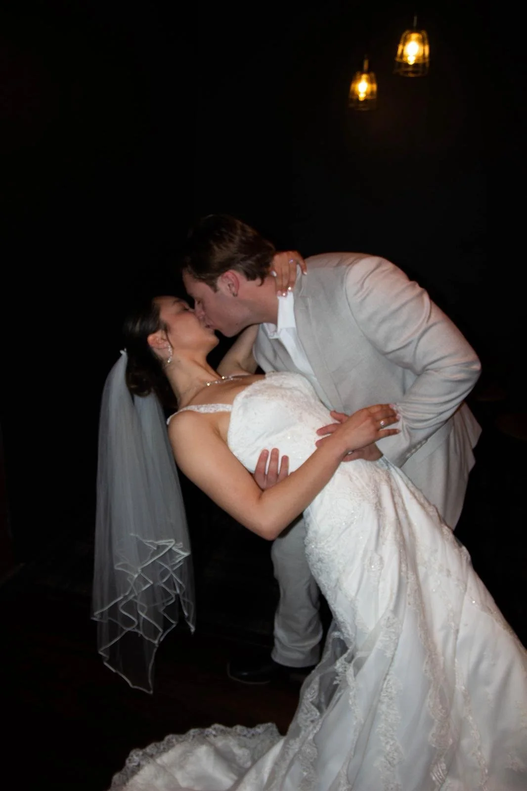 bride and groom 'dip' kiss