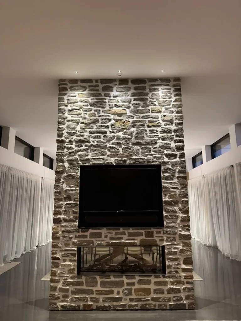 home-theatre-stone-wall