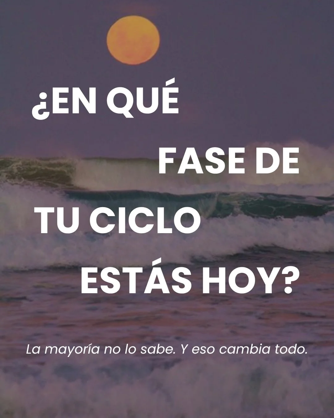 &iquest;Alguna vez te has preguntado por qu&eacute; una semana te sientes imparable y la siguiente quieres cancelar todos tus planes? 👀

No es falta de disciplina. No es que est&eacute;s exagerando.

Es tu ciclo. Y cuando entiendes en qu&eacute; fas