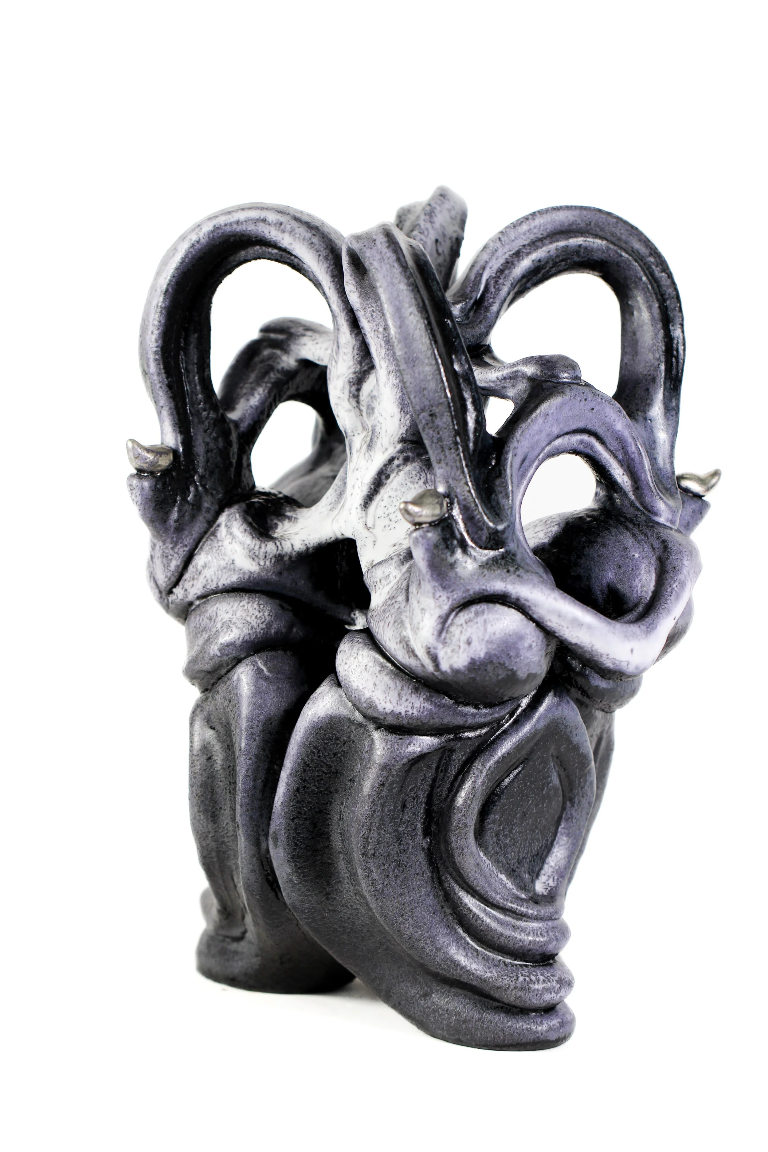 "Tender In Tiers", 14"x11"x8", Glazed Black Stoneware, White Gold Luster, 2026