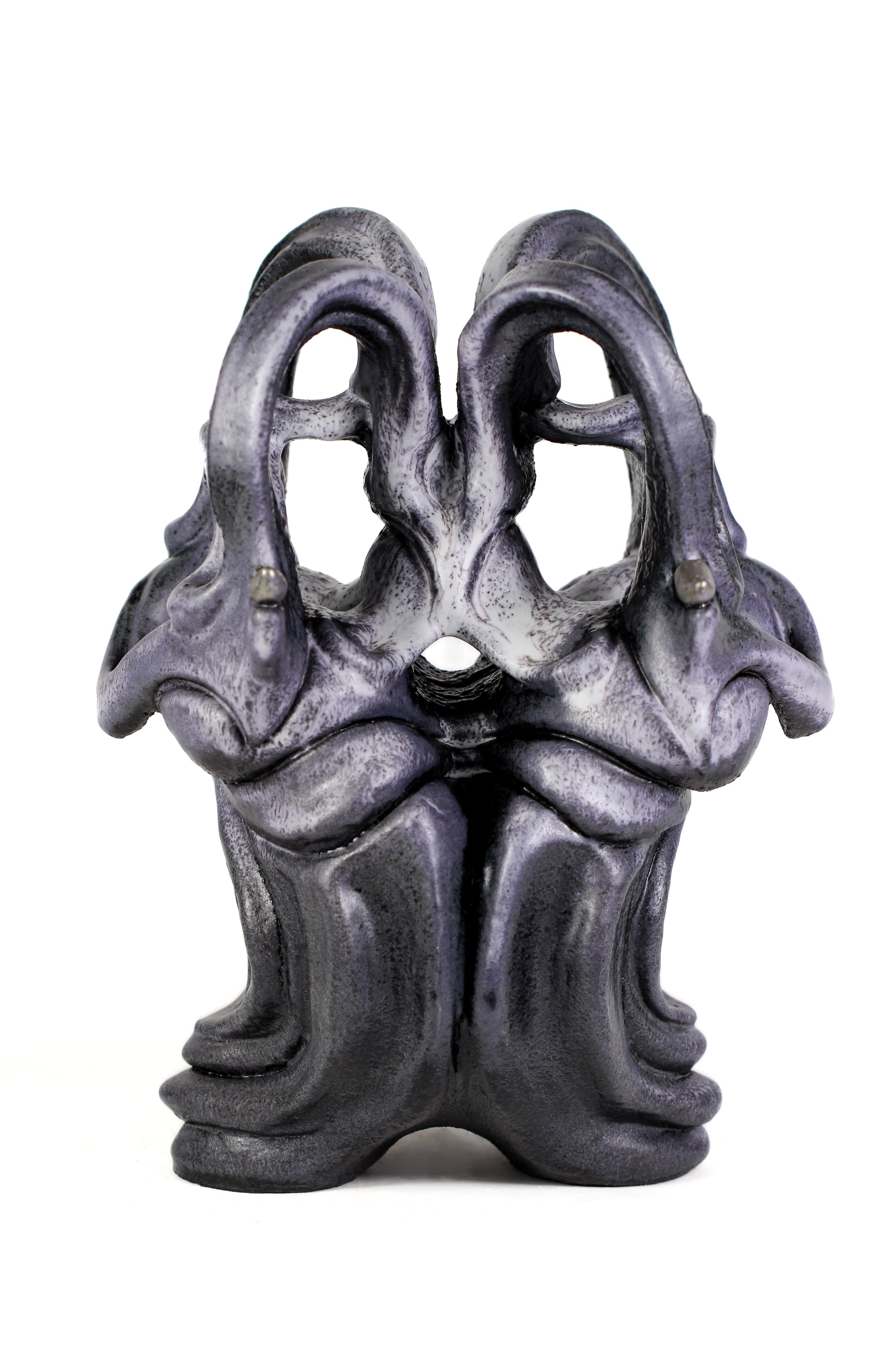 "Tender In Tiers", 14"x11"x8", Glazed Black Stoneware, White Gold Luster, 2026