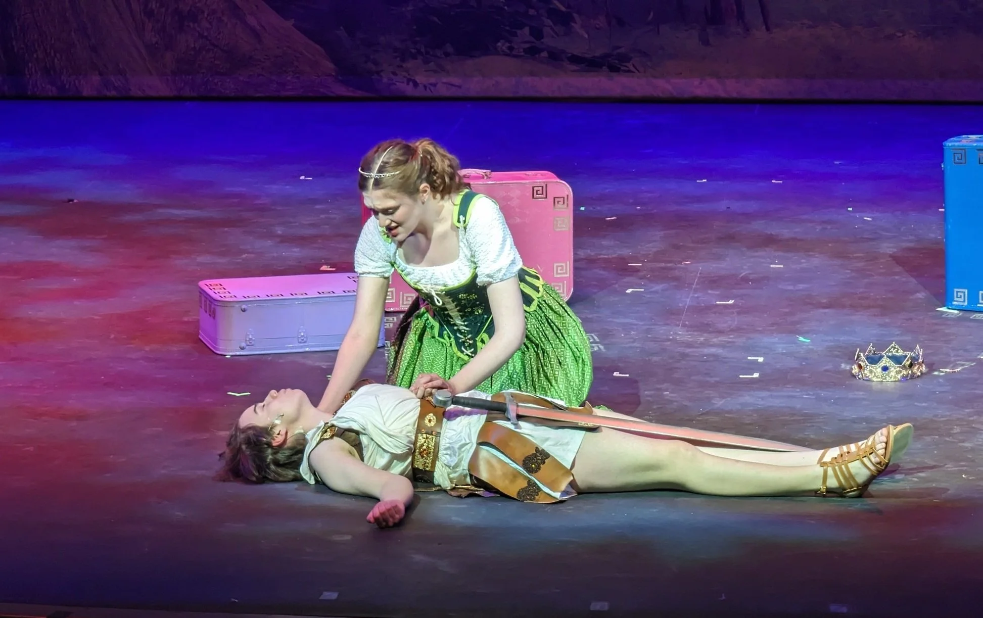 Sarah as Musidorus and the cast of Head Over Heels at The Umbrella Arts Center in Concord, MA