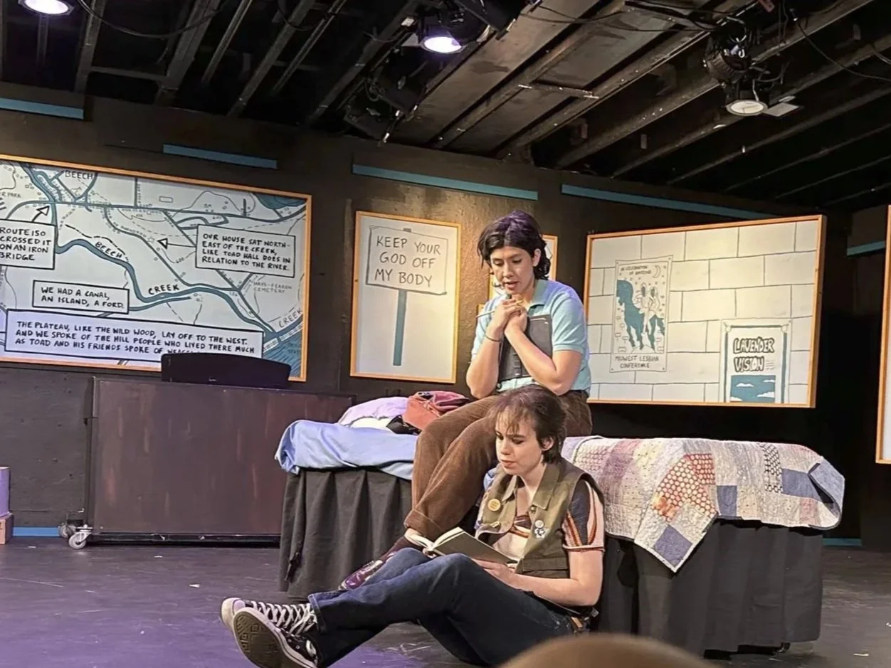Sarah as Joan and the cast of Fun Home at Burlington Players in Burlington, MA
