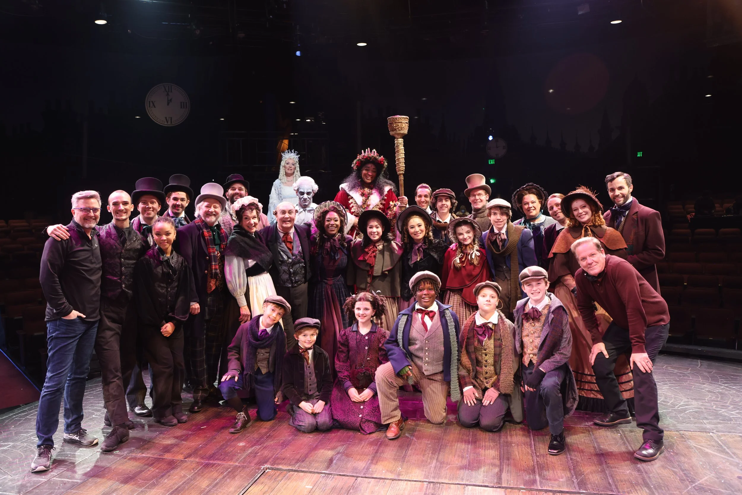 Sarah as Peter Cratchit (Right) and the cast of A Christmas Carol at North Shore Music Theatre in Beverly, MA