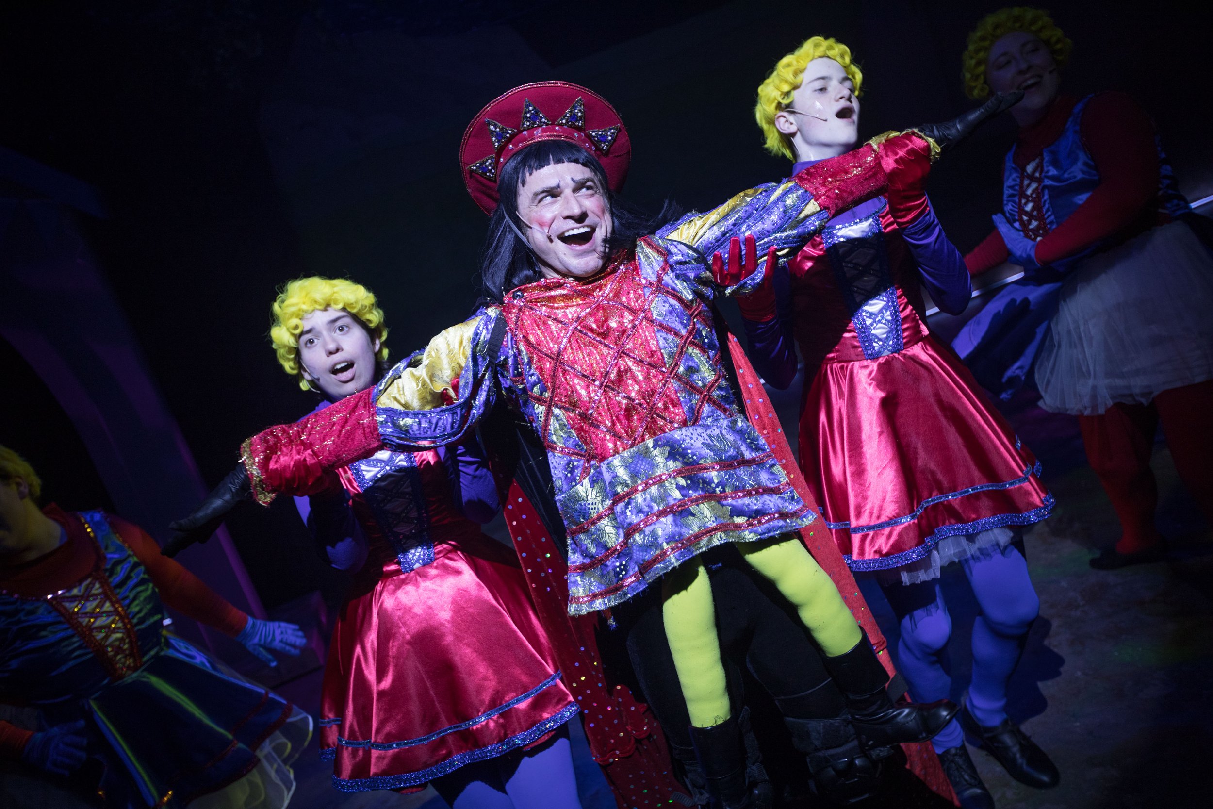 Sarah as a Duloc Dancer and the cast of Shrek at Seacoast Repertory Theatre in Portsmouth, NH