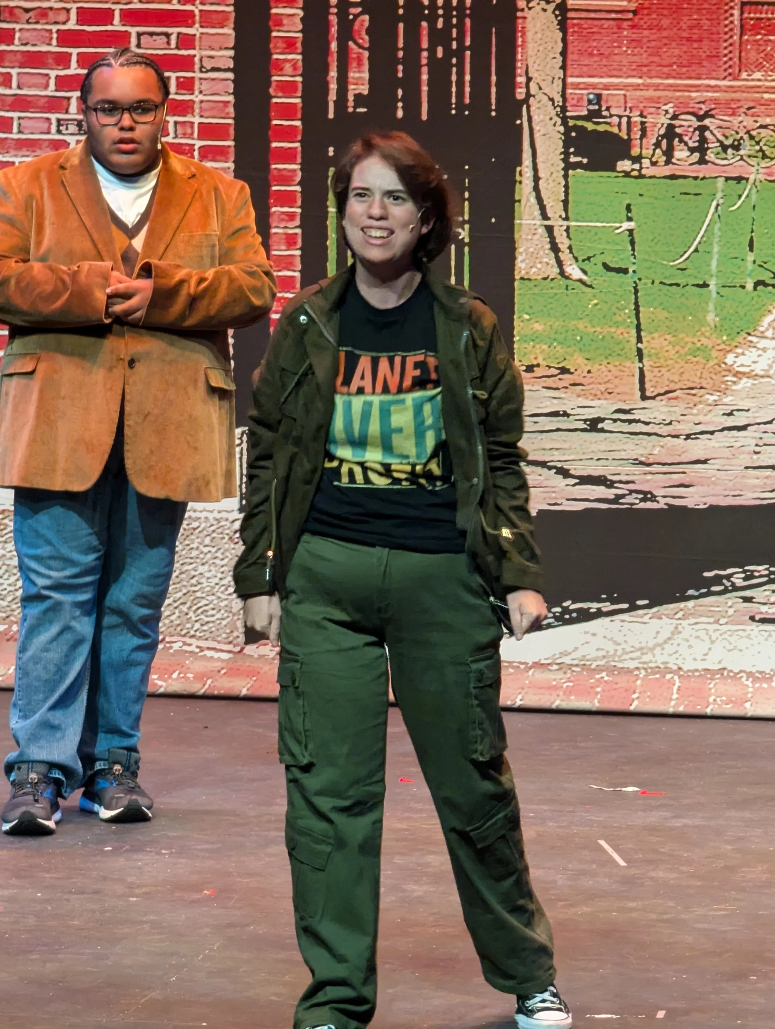 Sarah as Enid Hoops and the cast of Legally Blonde at The Umbrella Arts Center in Concord, MA