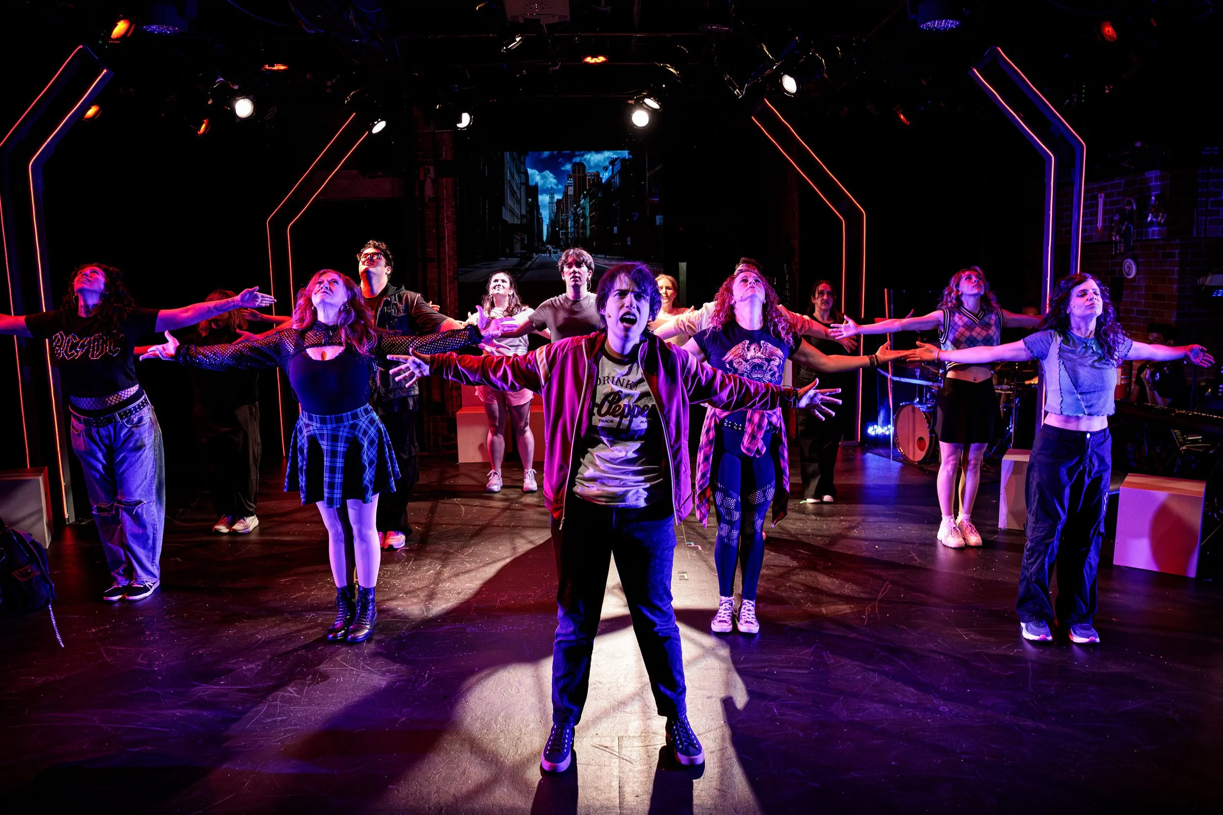 Sarah as Jo and the cast of Jagged Little Pill at Marblehead Little Theatre in Marblehead, MA.