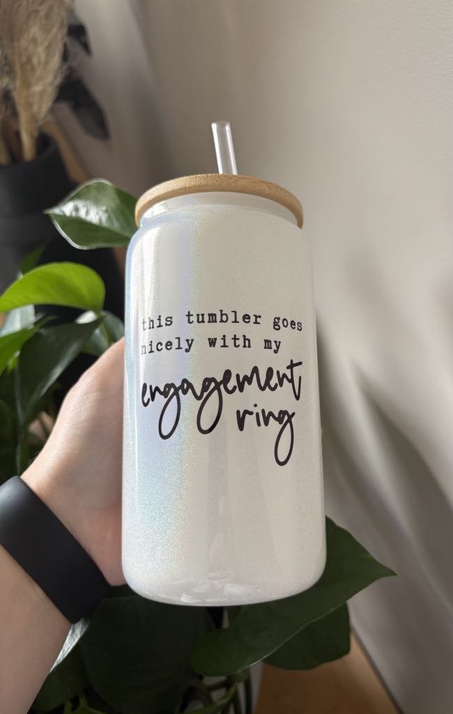 Sparkle Engagement Ring Glass Tumbler