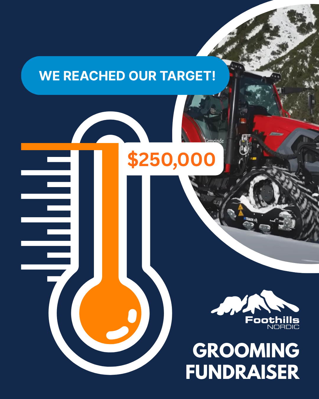 We reached our fundraising goal thermometer