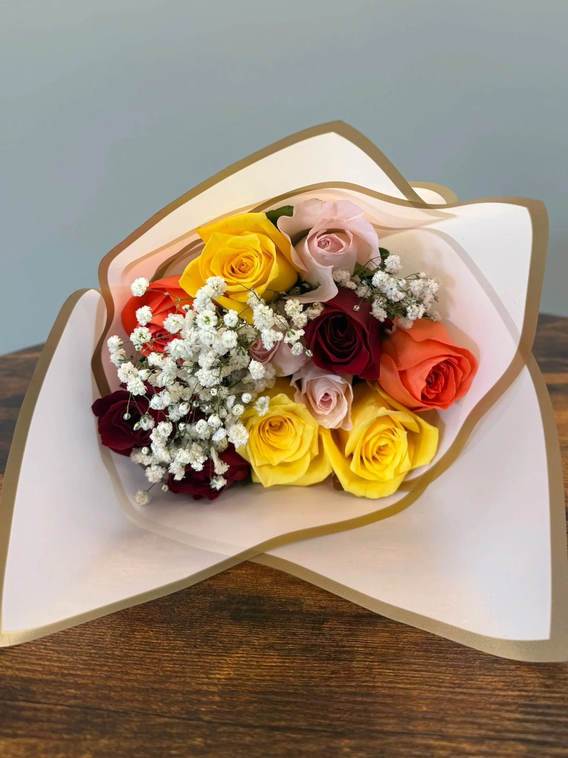 One Dozen Rainbow Roses