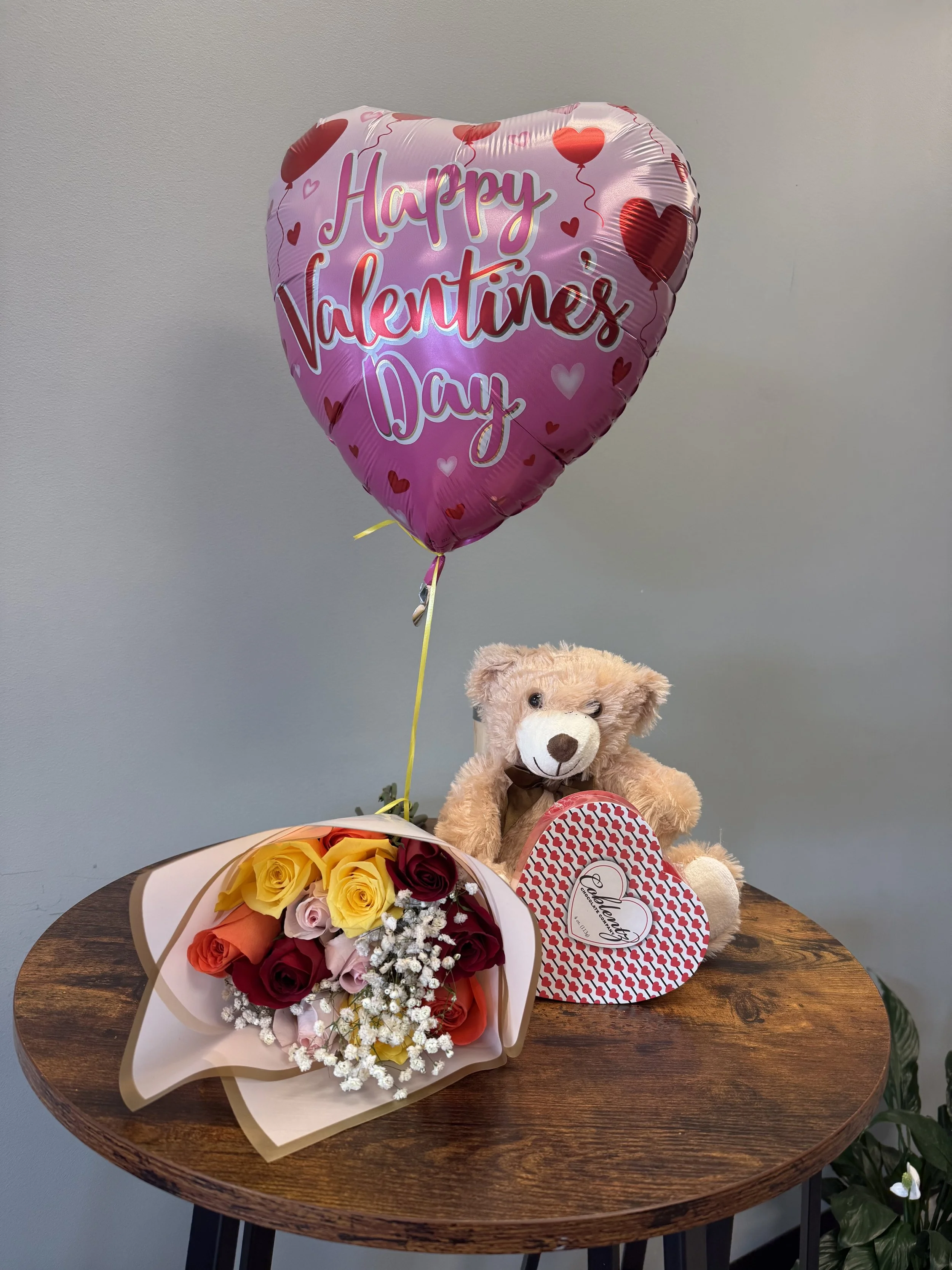 Dozen Rainbow Bouquet - Small Chocolate - Bear and Balloon