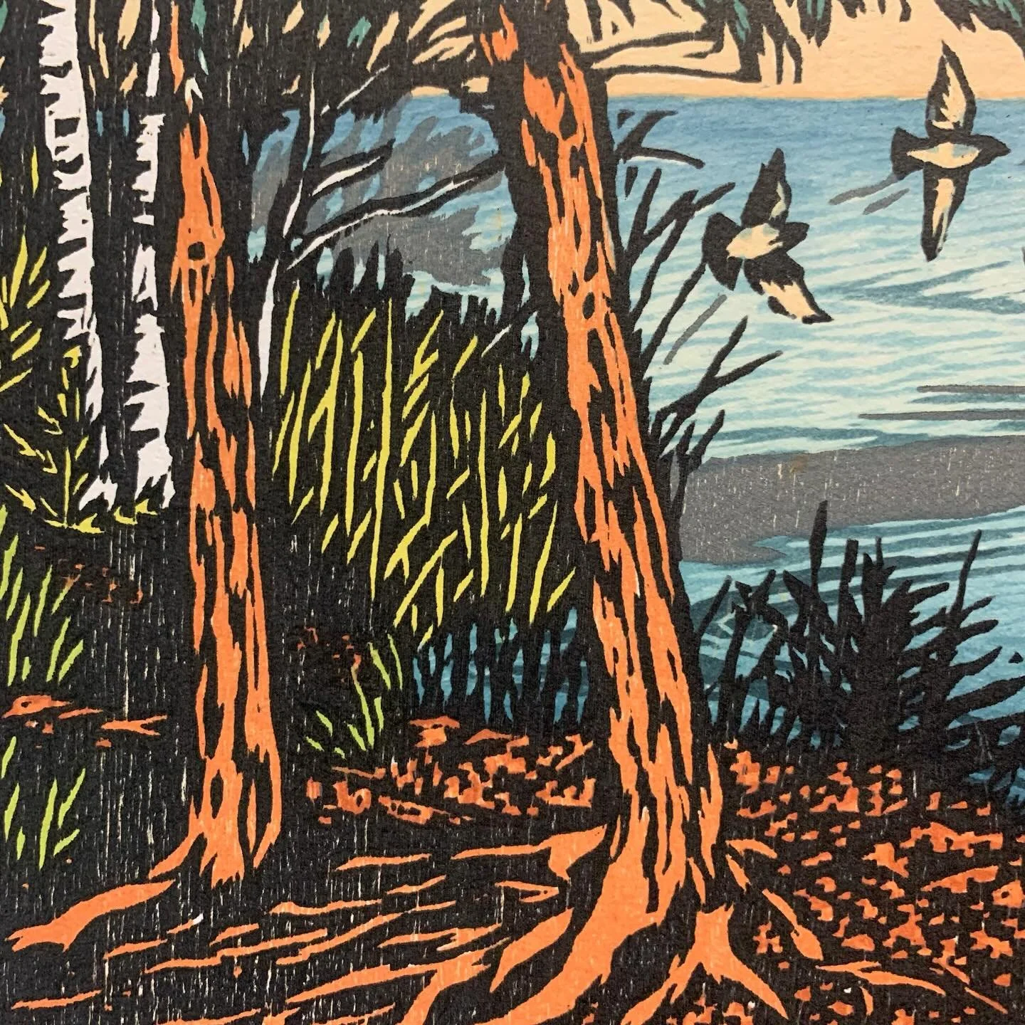 &ldquo;Certainty of Loft,&rdquo; reduction woodcut. Available for purchase on my website, nickwroblewski.com