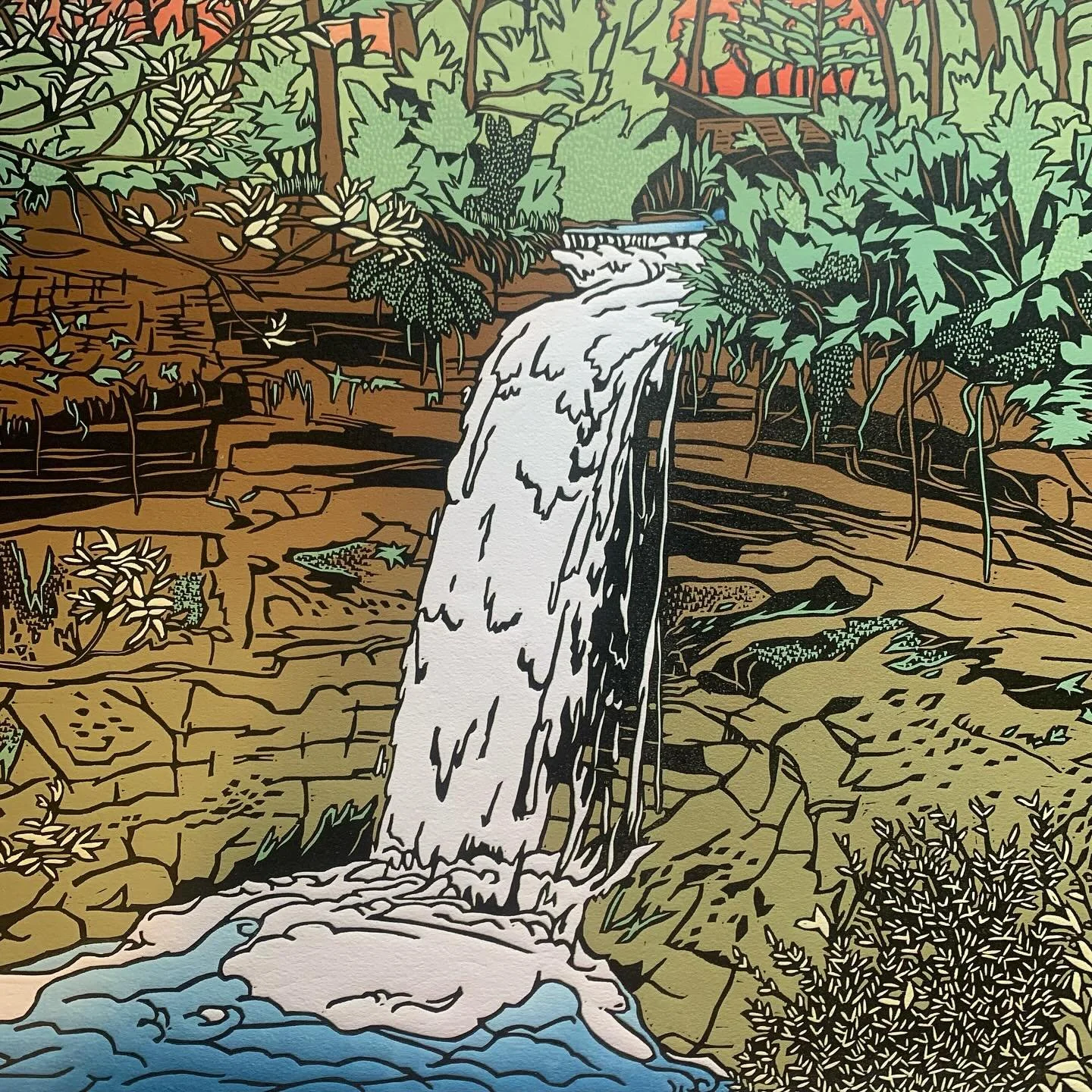 &ldquo;Water Laughing,&rdquo; sold out woodcut from 2005. One of my early large scale multi-color prints. A remaining print #23/40 just resurfaced and is available for purchase. Let me know if there are any interested collectors