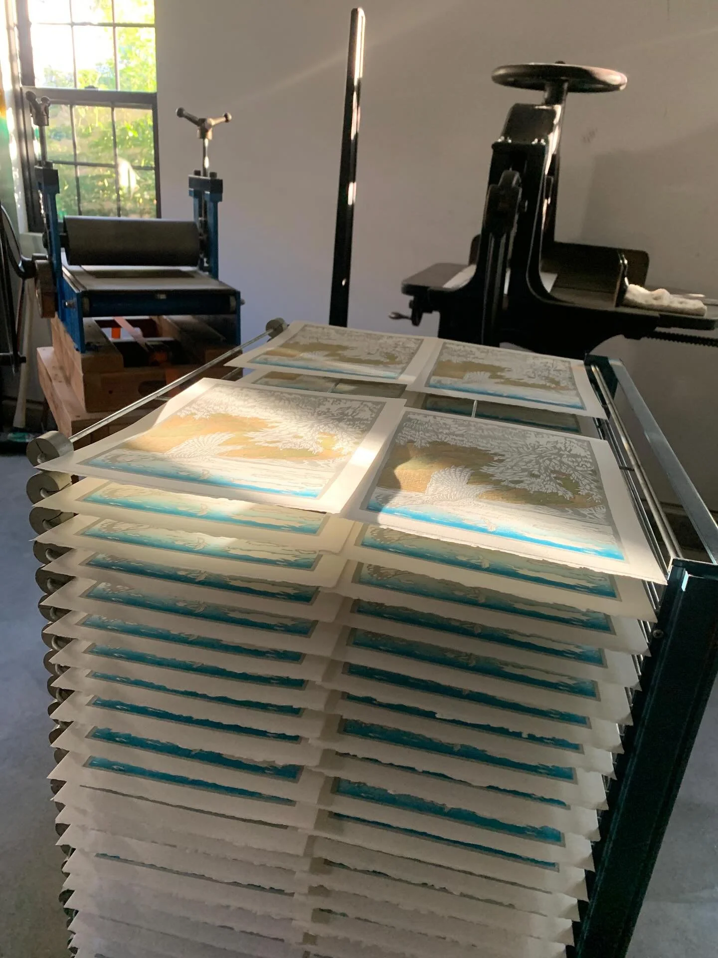 It&rsquo;s a slow build here with my latest woodcut. But humans have persisted for ages while waiting around their respective &ldquo;full drying racks&rdquo;. This is what we do.