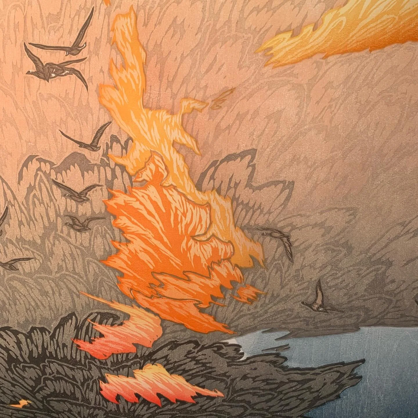 Detail from &ldquo;The Truth of the Moon.&rdquo; Reduction woodcut.