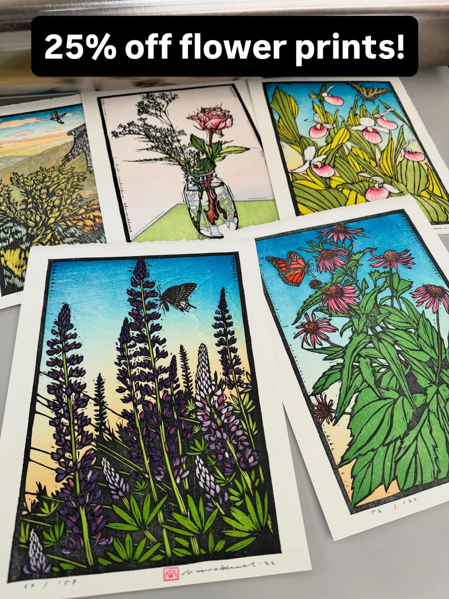 Only two days left! Spring Mother&rsquo;s Day sale. 

25% off all small floral woodcuts. 

Use code ROSE at checkout through Friday May 8th, 2026.