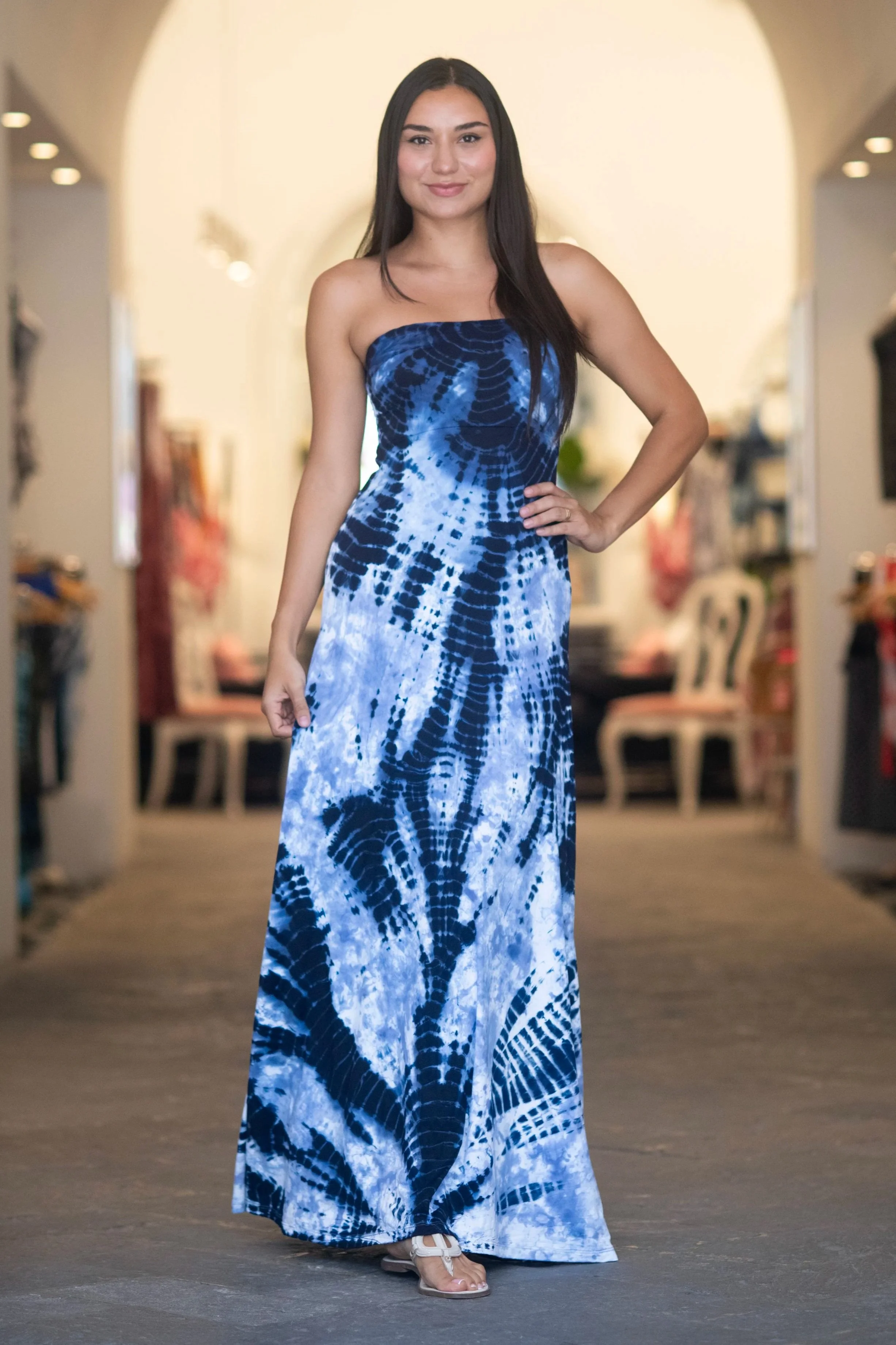 Maíz Largo Tie Dye - azul marino mandala