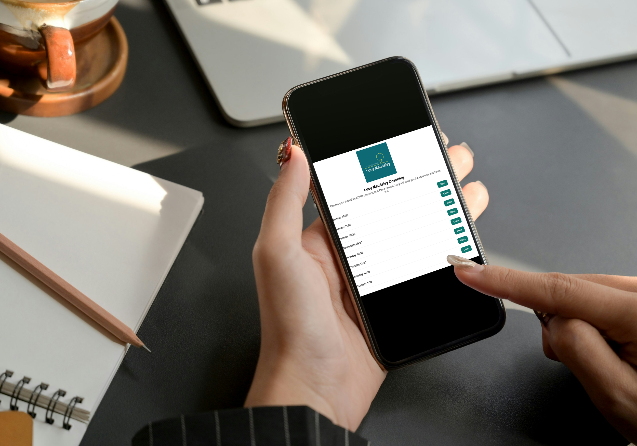 Woman scrolls appointments