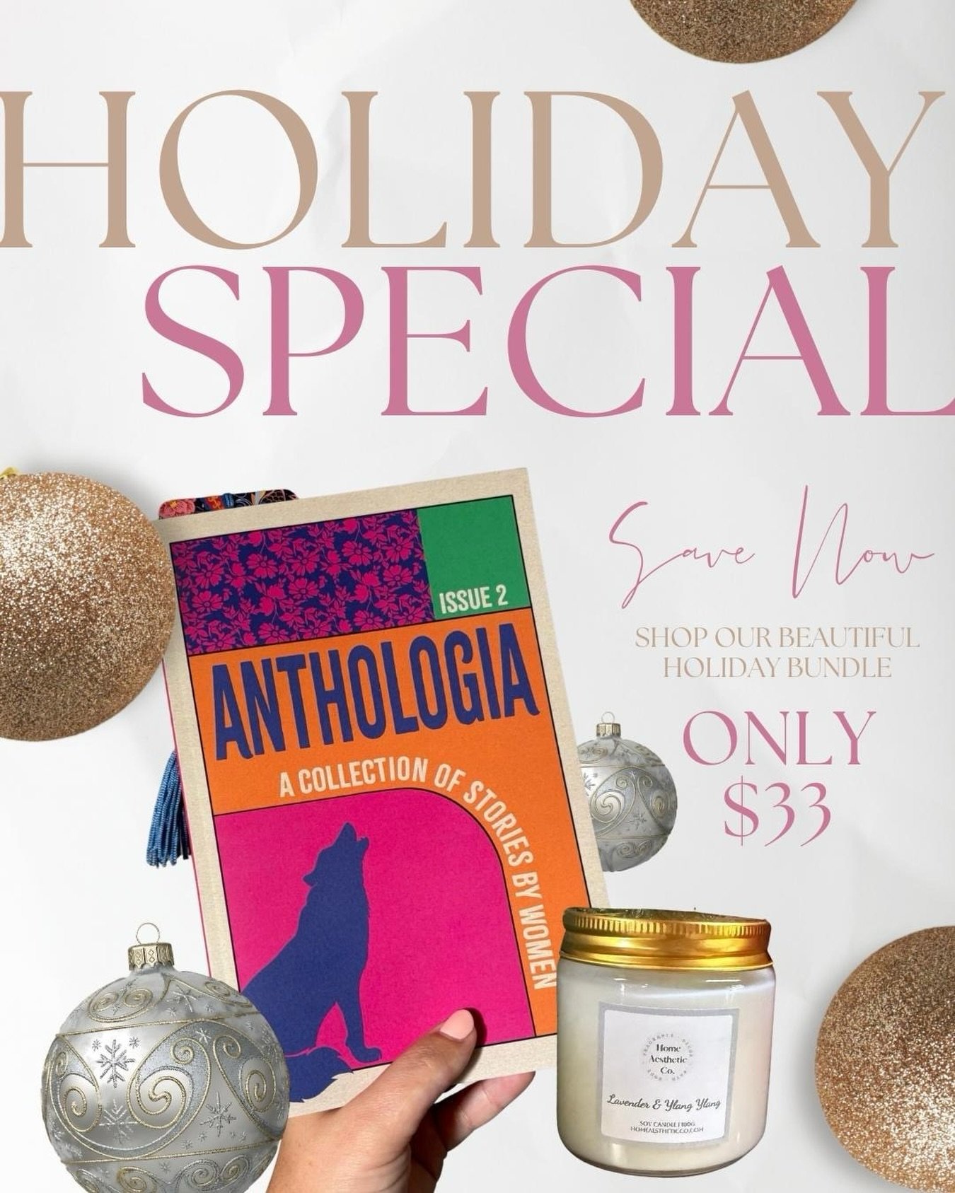 It&rsquo;s not too late to find a beautiful gift for a friend, loved one&hellip; or yourself 🤍 we have limited stock left for our special Holiday Bundle, save 25% and grab your copy of Anthologia Issue 2 + a beautiful lavender and ylang yang scented