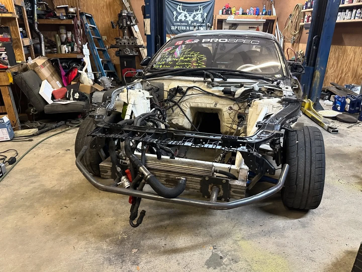 Huge shoutout to @j.macmedia for coming up to help get the frame rails replaced. The cars already close to go back together. Just lots of silly little things to change. You couldnt even tell I jumped this off a cliff 😂

&mdash;&mdash;&mdash;&mdash;&