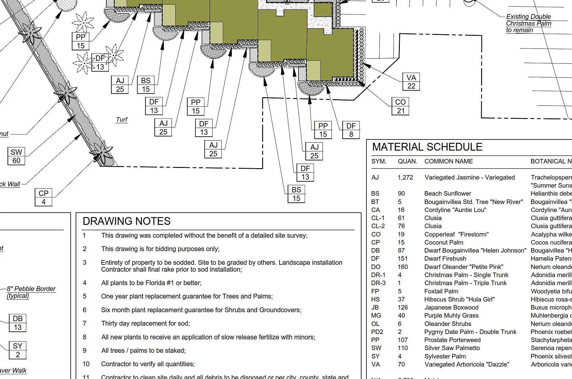 Coastal community landscape blueprint in Fort Myers Beach with salt-tolerant planting, drainage integration, and structured streetscape design.