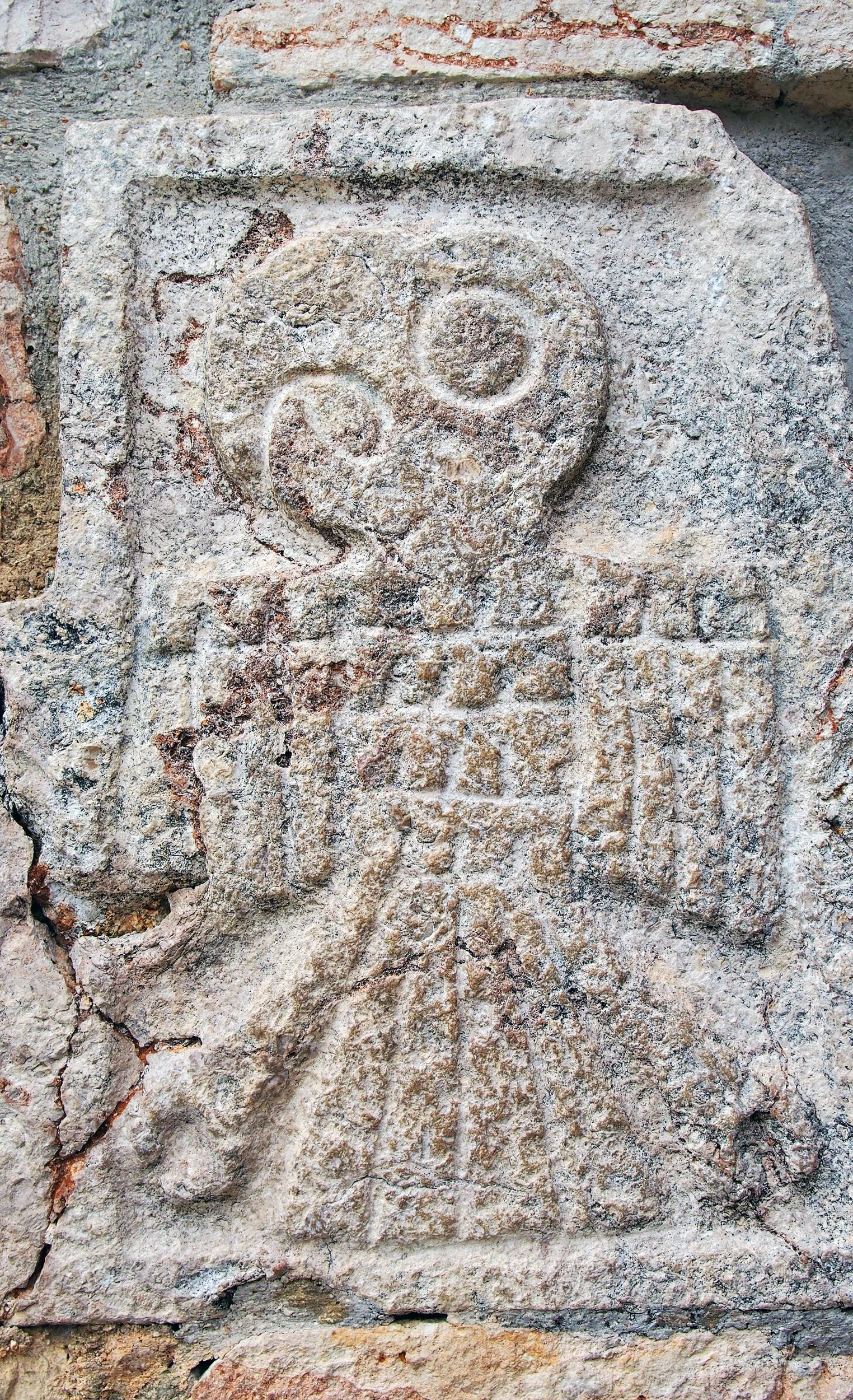 Parrot fresco at The Grand Pyramid, Uxmal, Yucatán, Mexico
