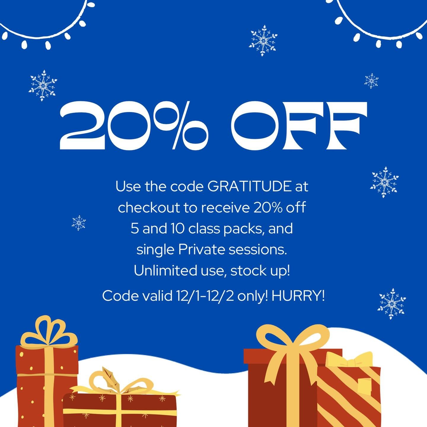 ✨20% OFF✨

Use the code GRATITUDE at checkout. Hurry, this code expires at midnight on 12/2! Thanks for being with us; we love you!