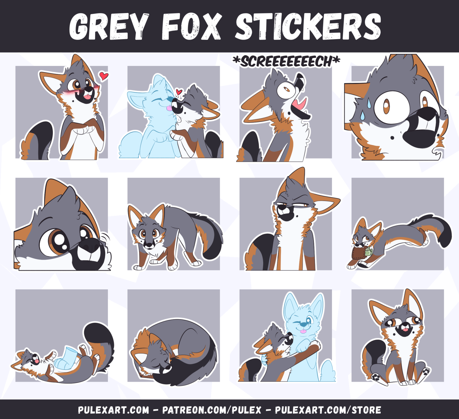 Grey Fox Sticker Bases