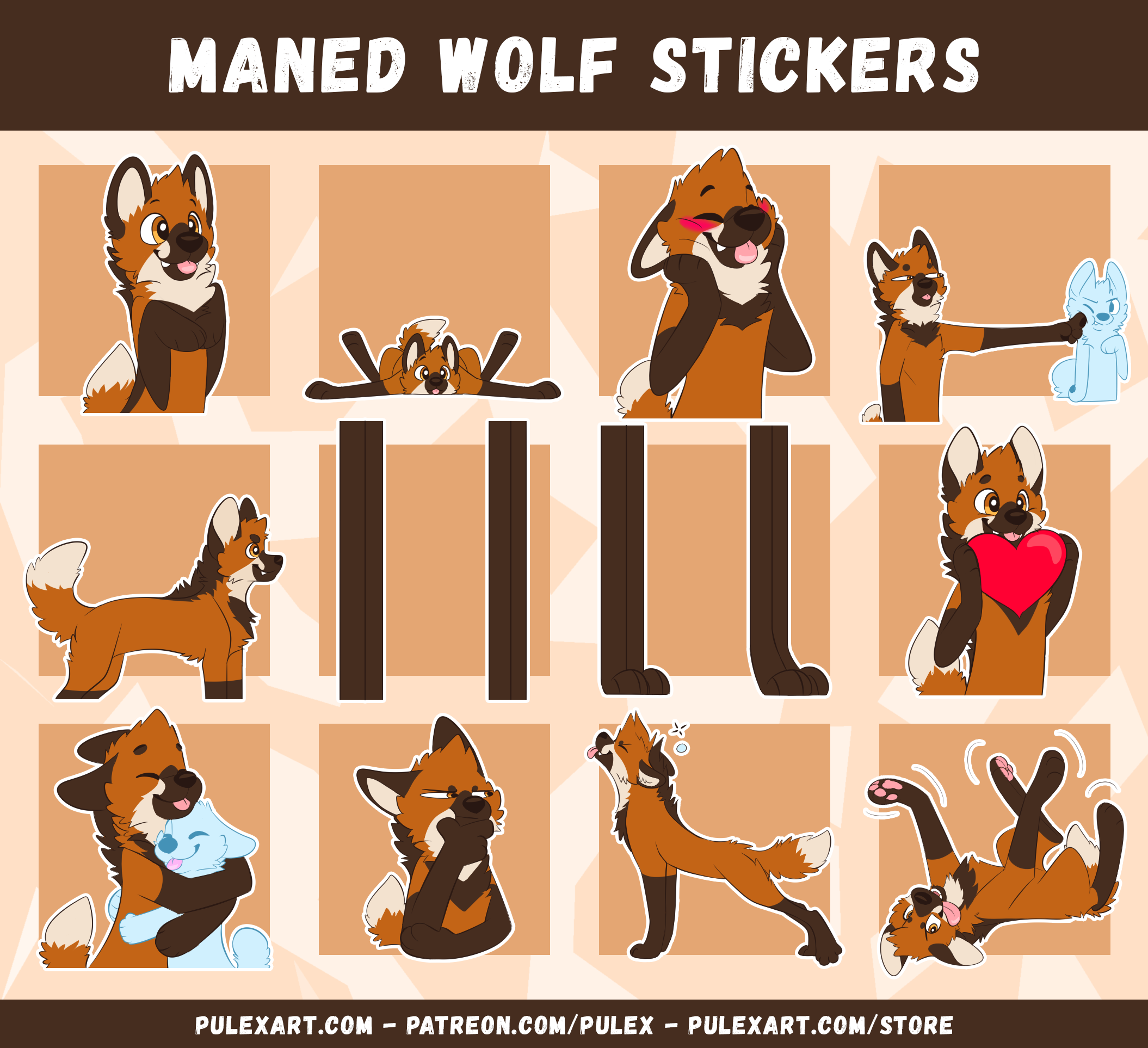 Maned Wolf Sticker Bases