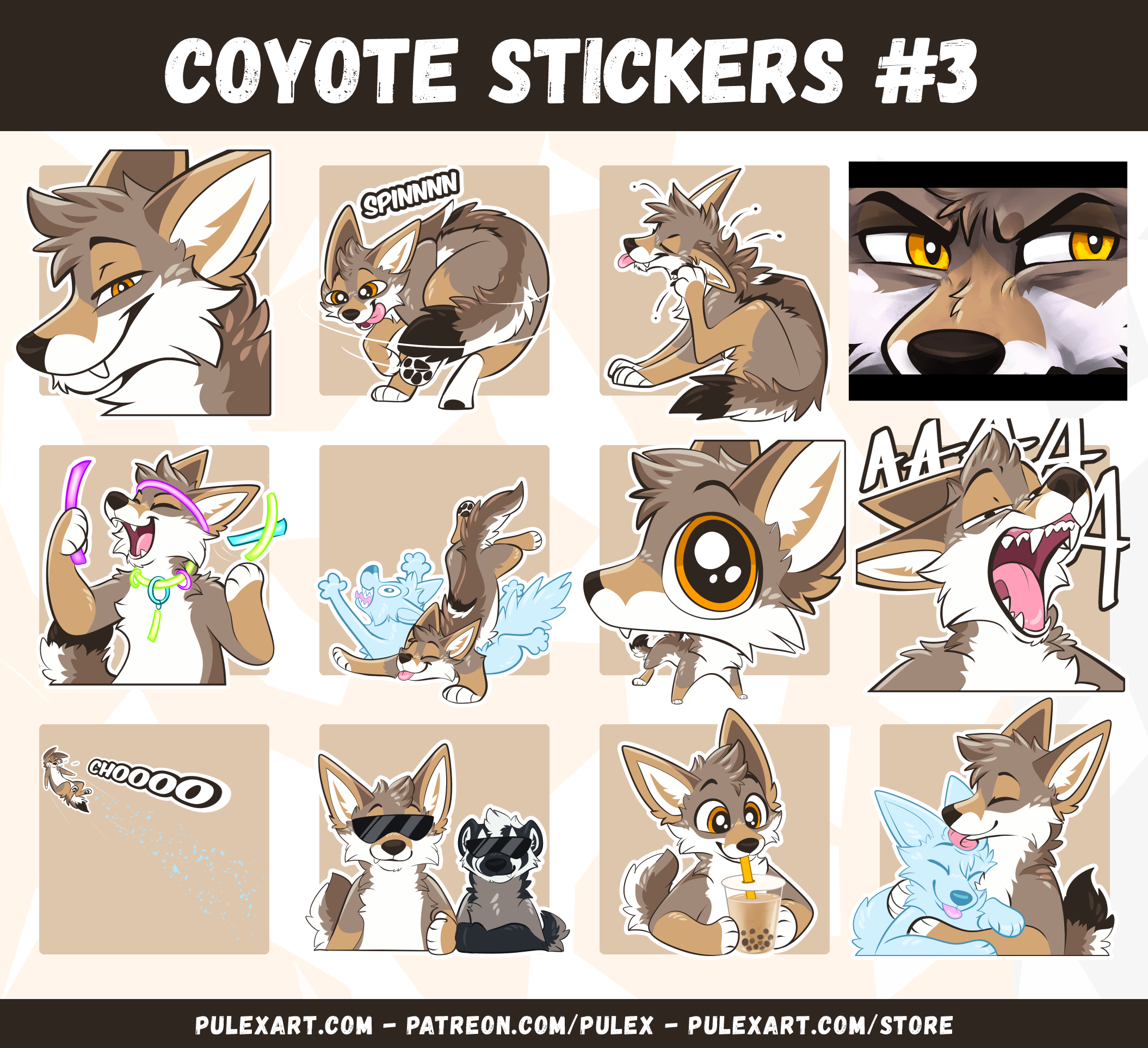 Coyote Sticker Bases #3