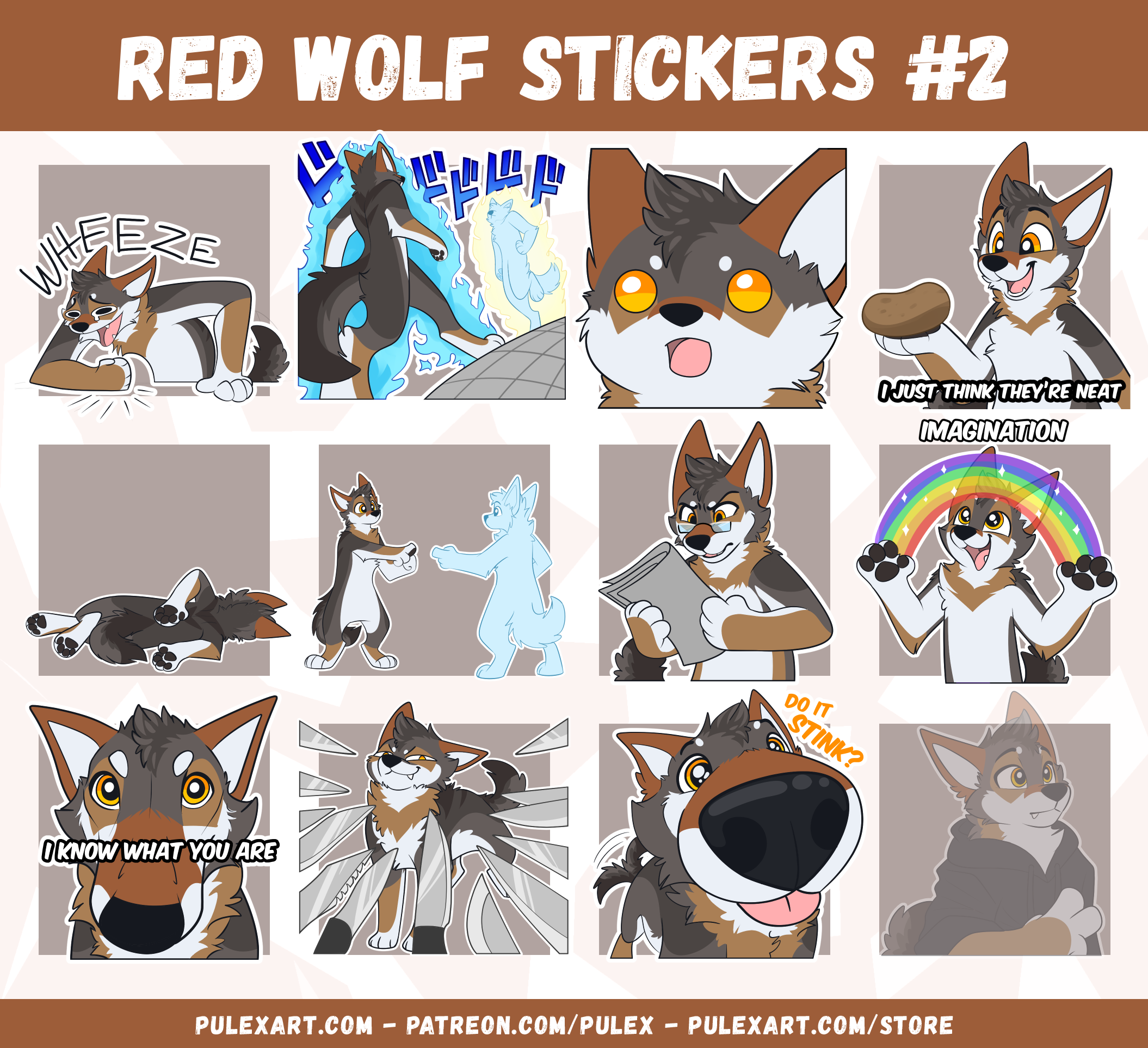 Red Wolf Sticker Bases #2