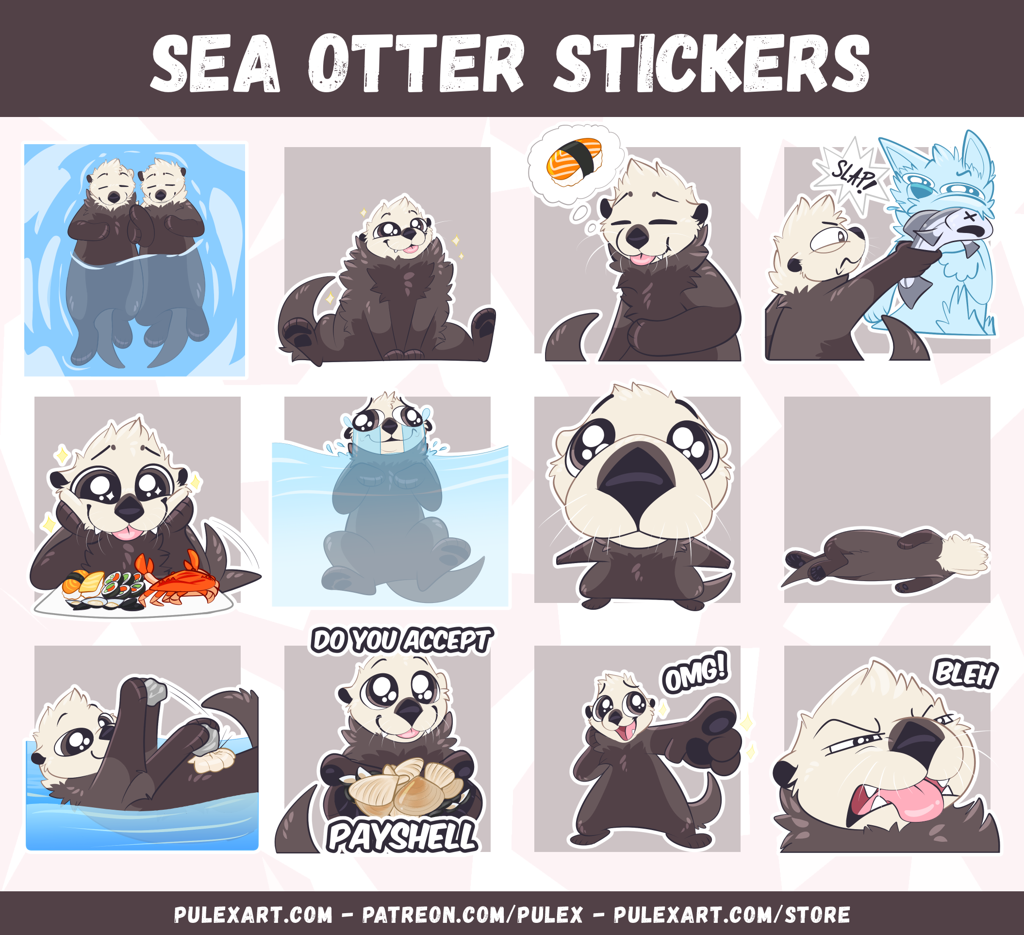 Sea Otter Sticker Bases