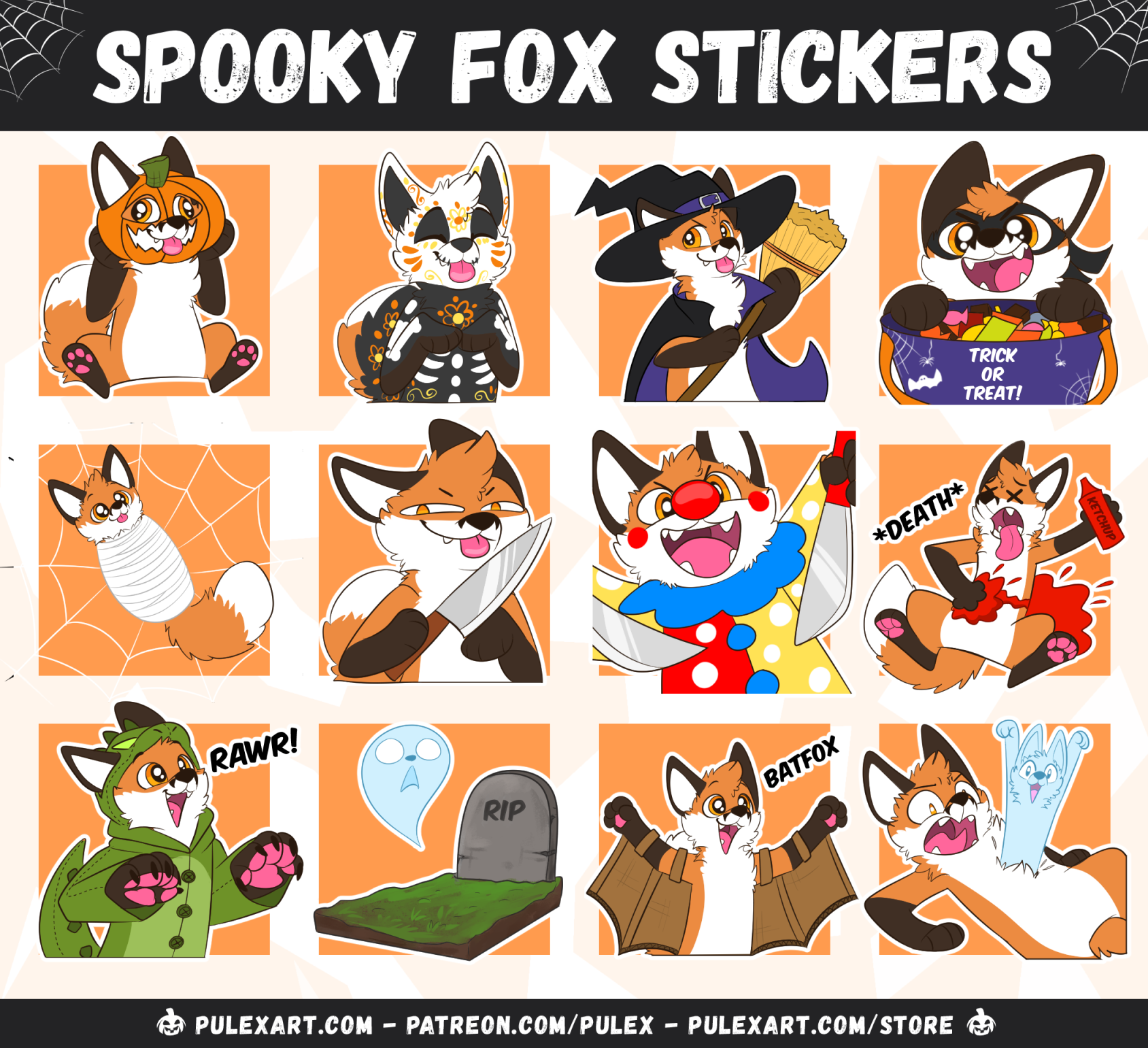 Spooky Fox Sticker Bases