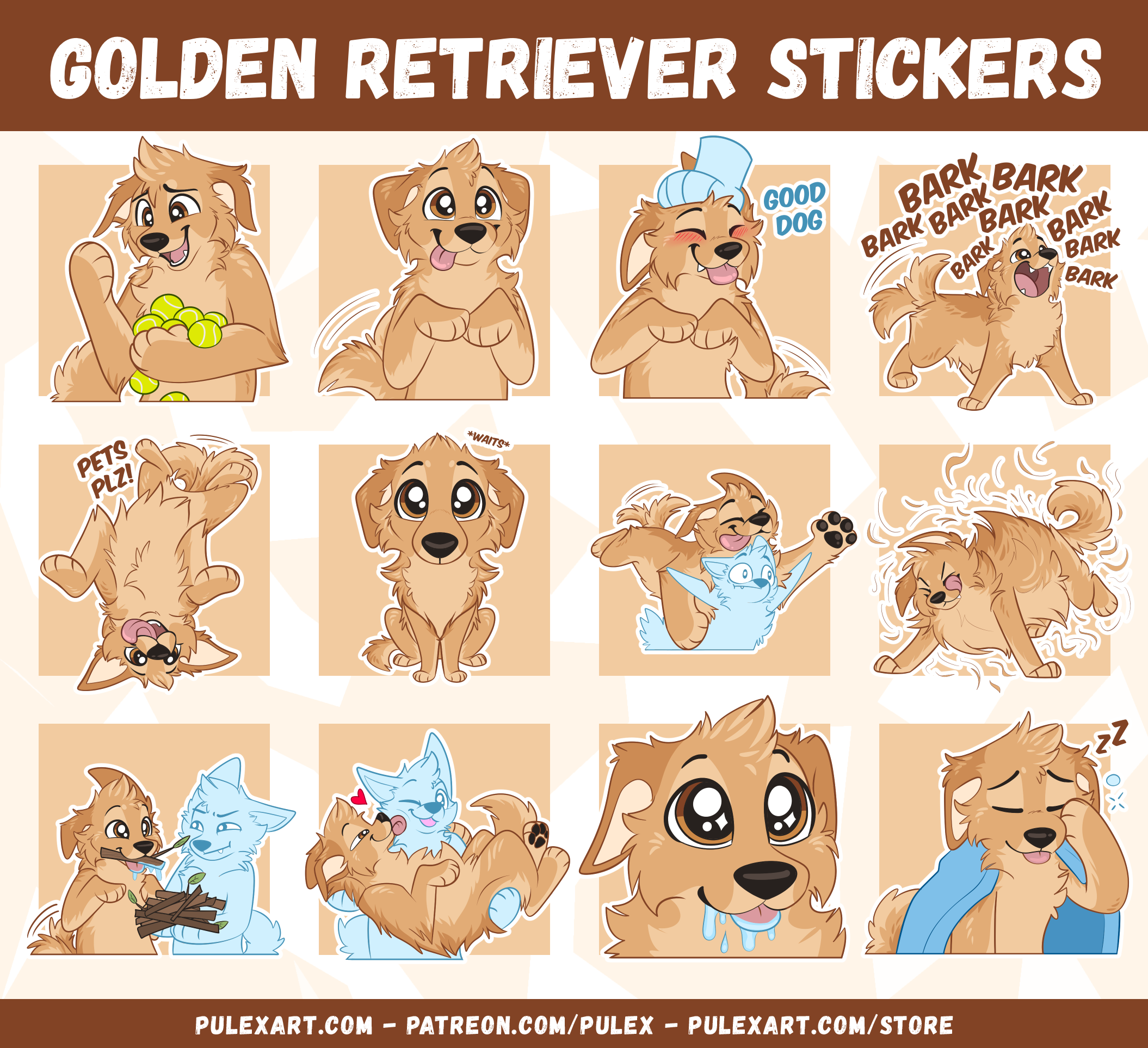 Golden Retriever Sticker Bases