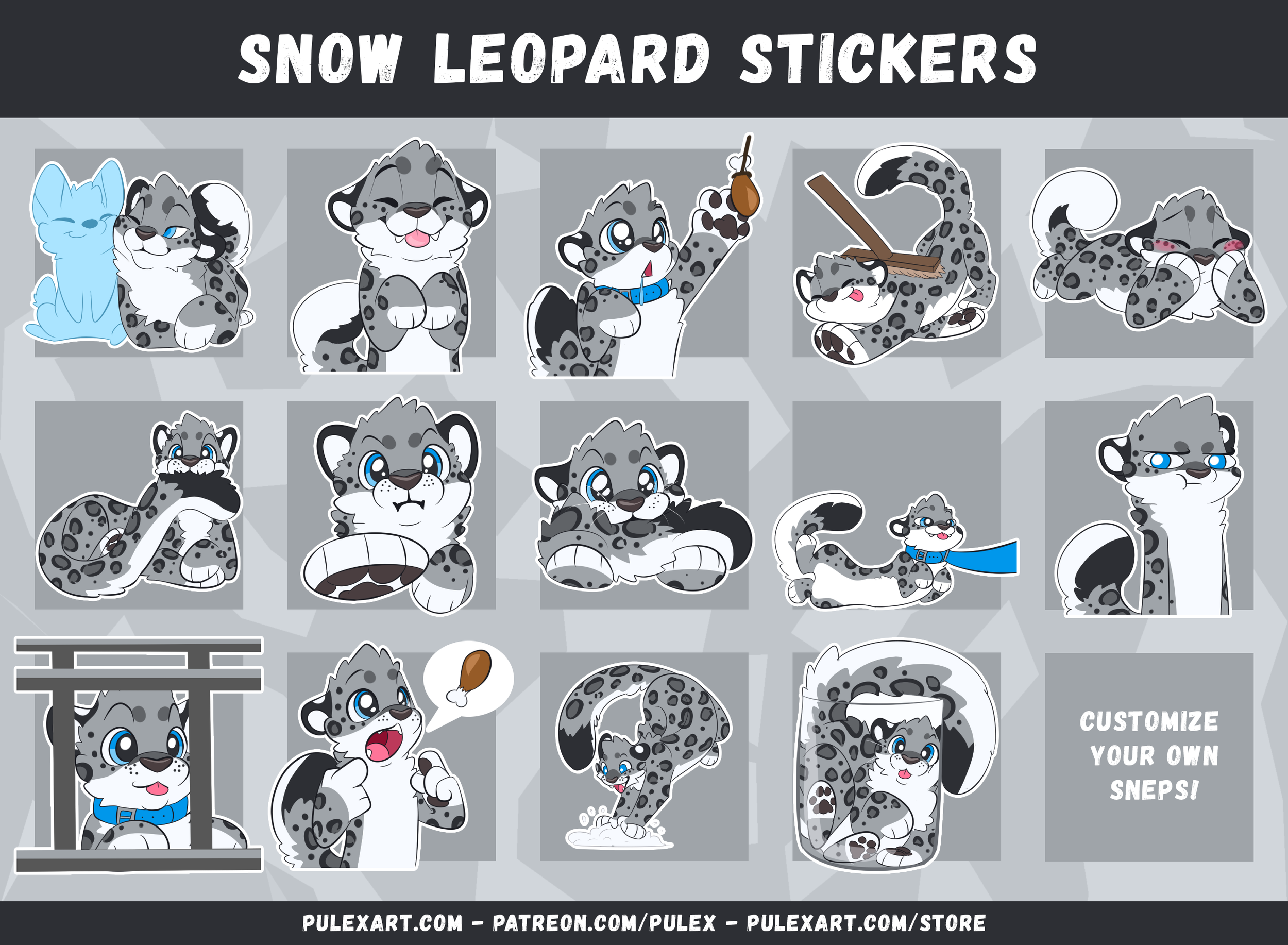 Snow Leopard Sticker Bases!