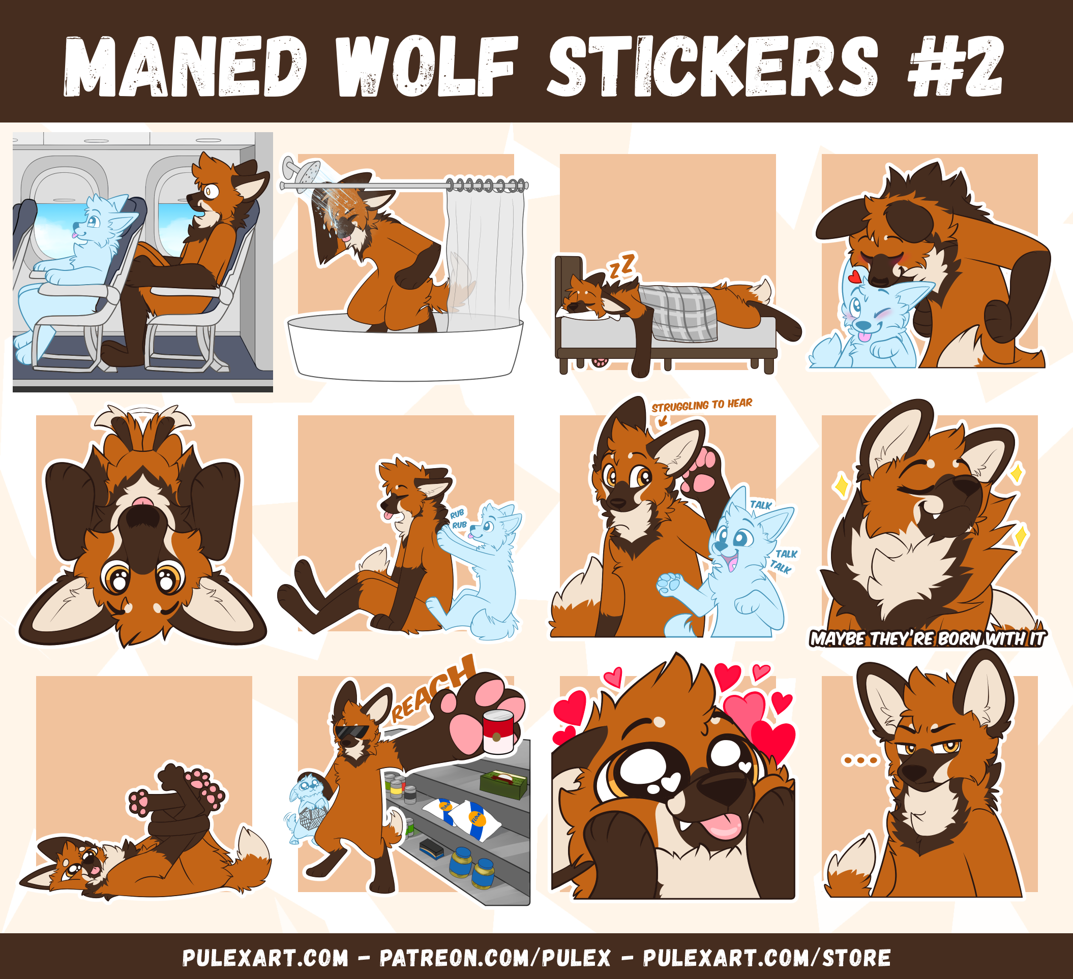Maned Wolf Sticker Bases #2