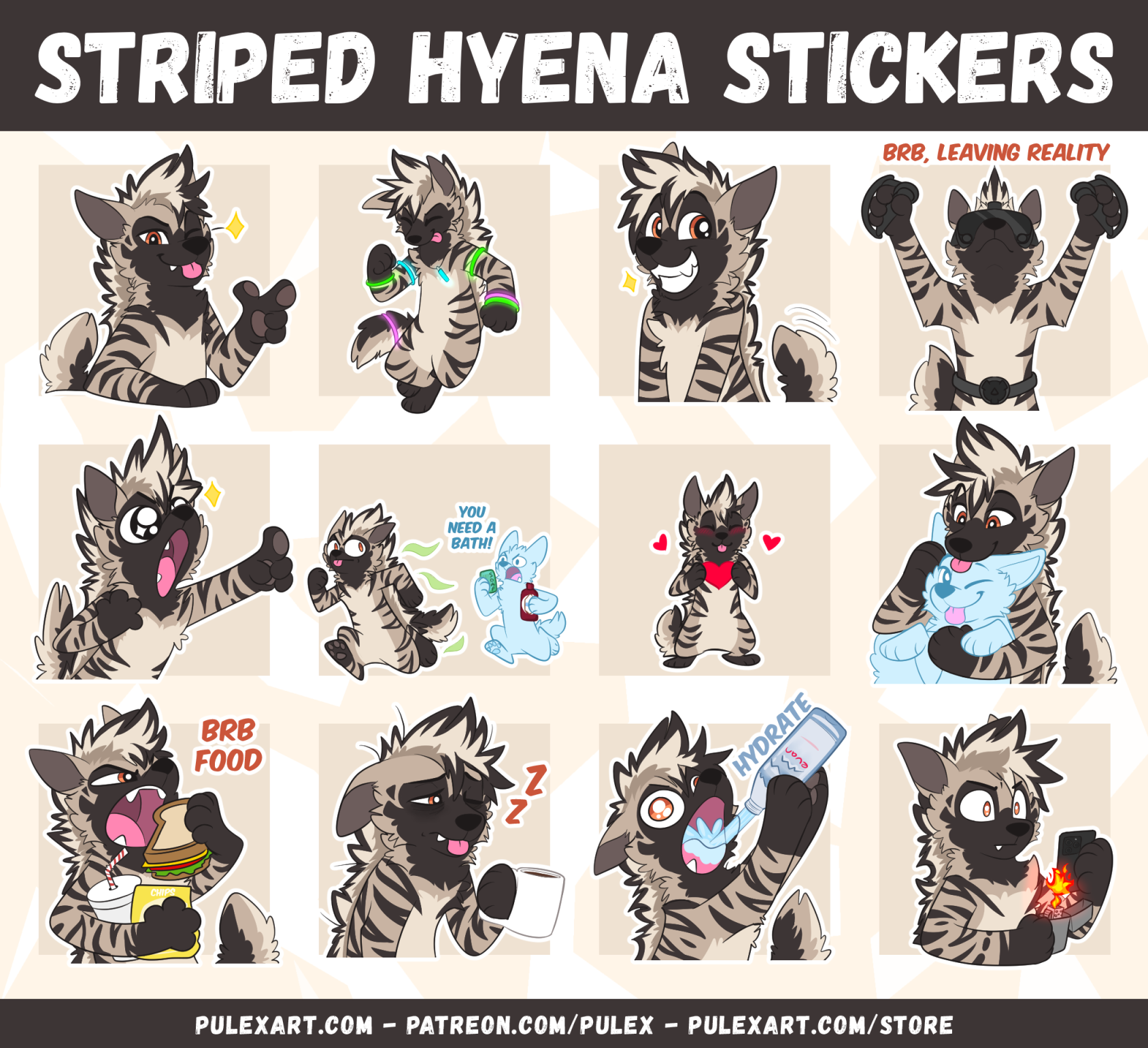 Striped Hyena Sticker Bases