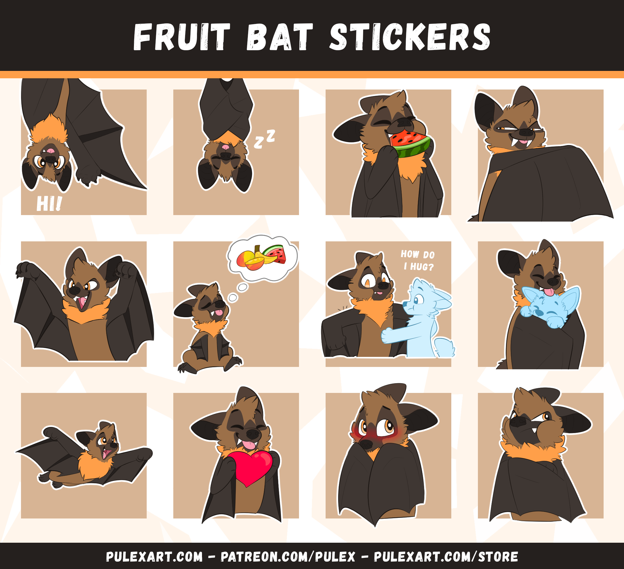 Fruit Bat Sticker Bases