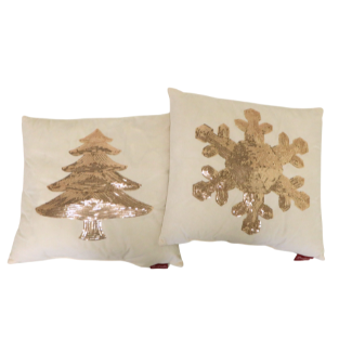 Sequin Snowflake Decorative Pillow