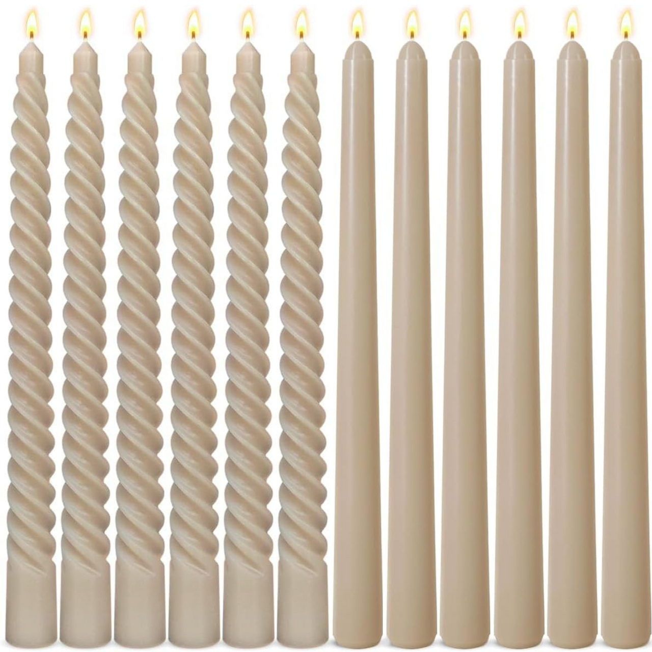 large-6 Pack Light-Mocha Taper Candles and 6 Pack Spiral Candles Set – 10 Inch Elegant Dripless Candlesticks for Weddings Dinners_ Parties and Home Décor.png
