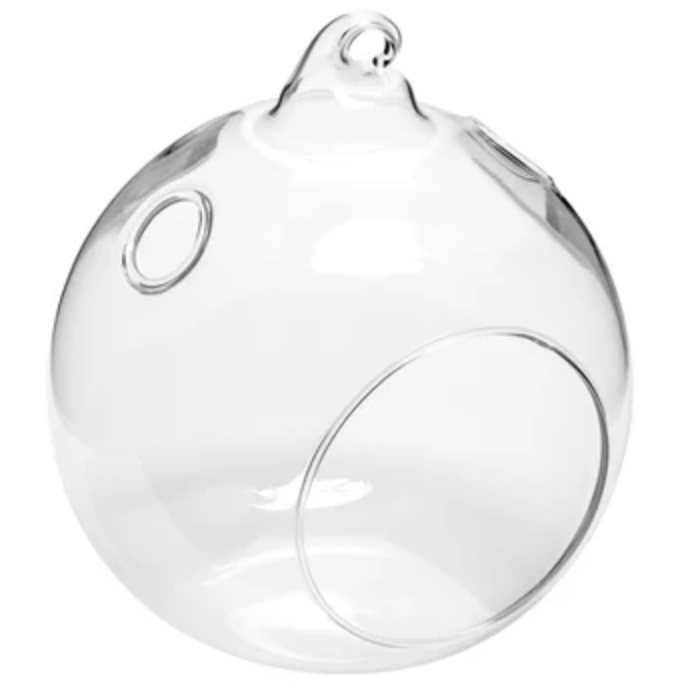 Hanging round glass tealight holder