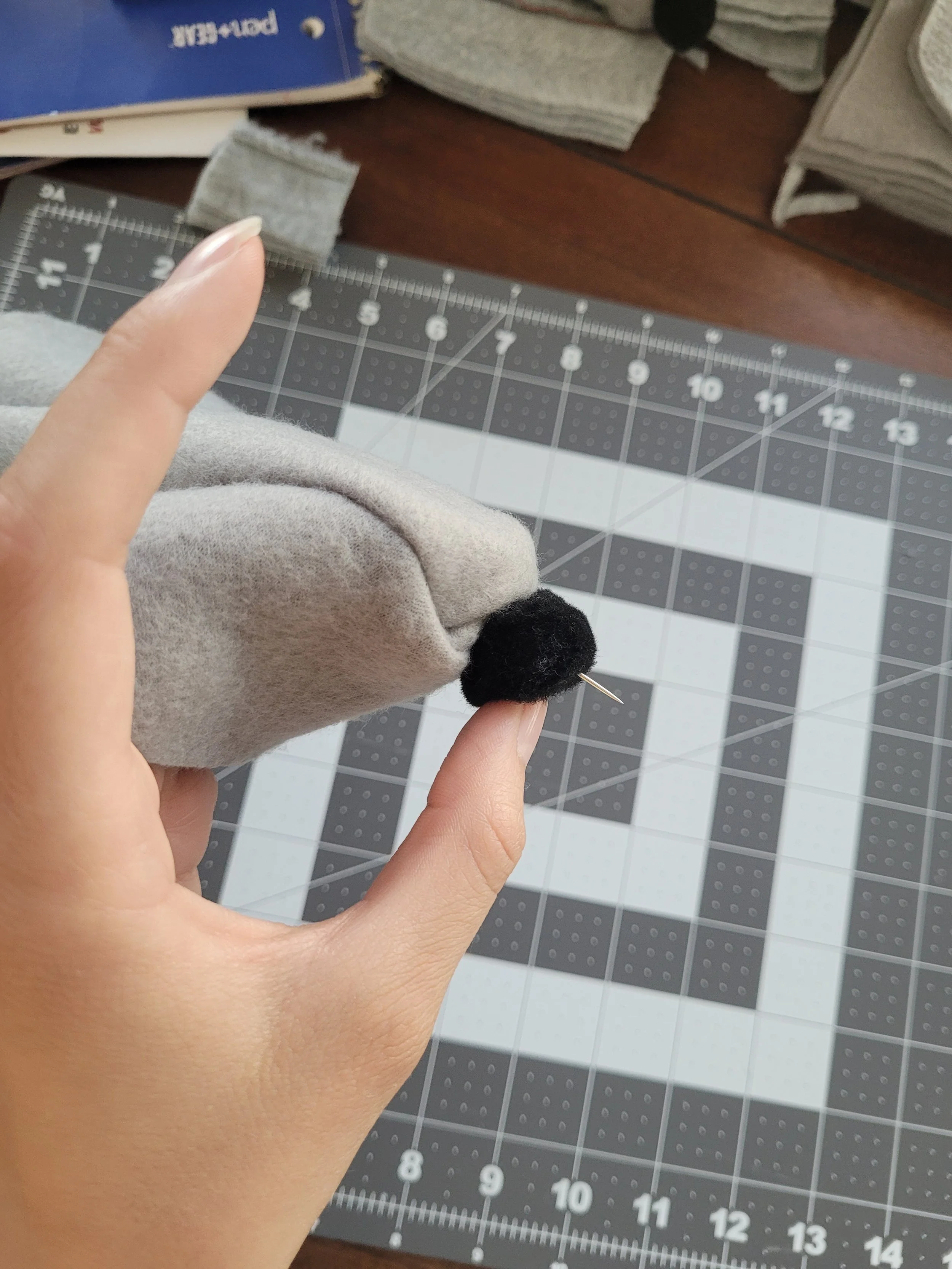 One of a series of images taken as instruction for how to sew the rat bodies together.