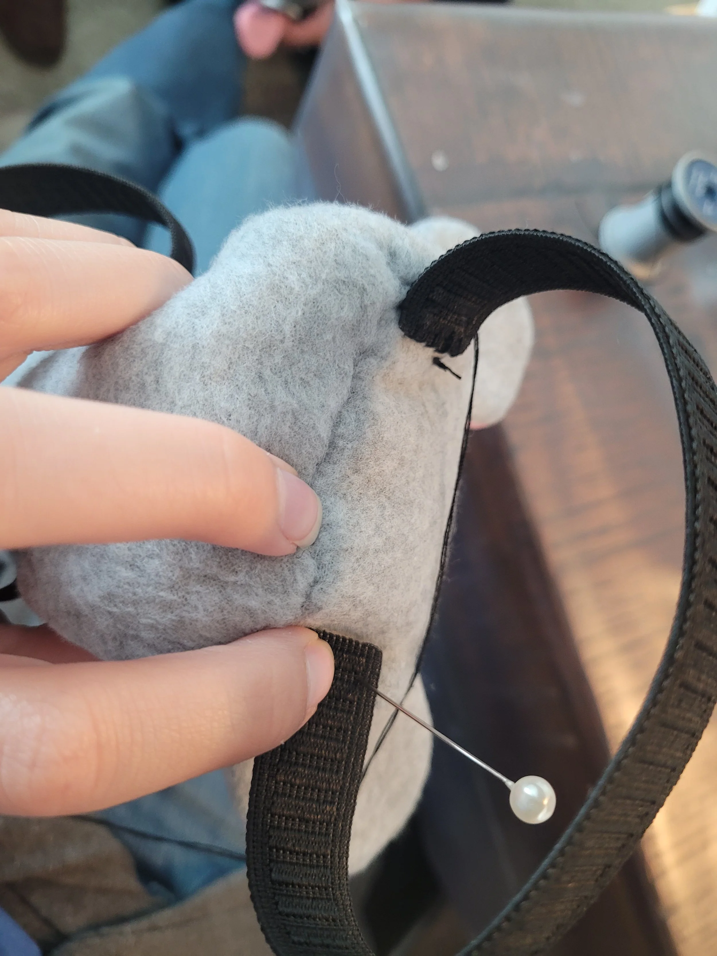 Attaching the Elastic for the ankle.