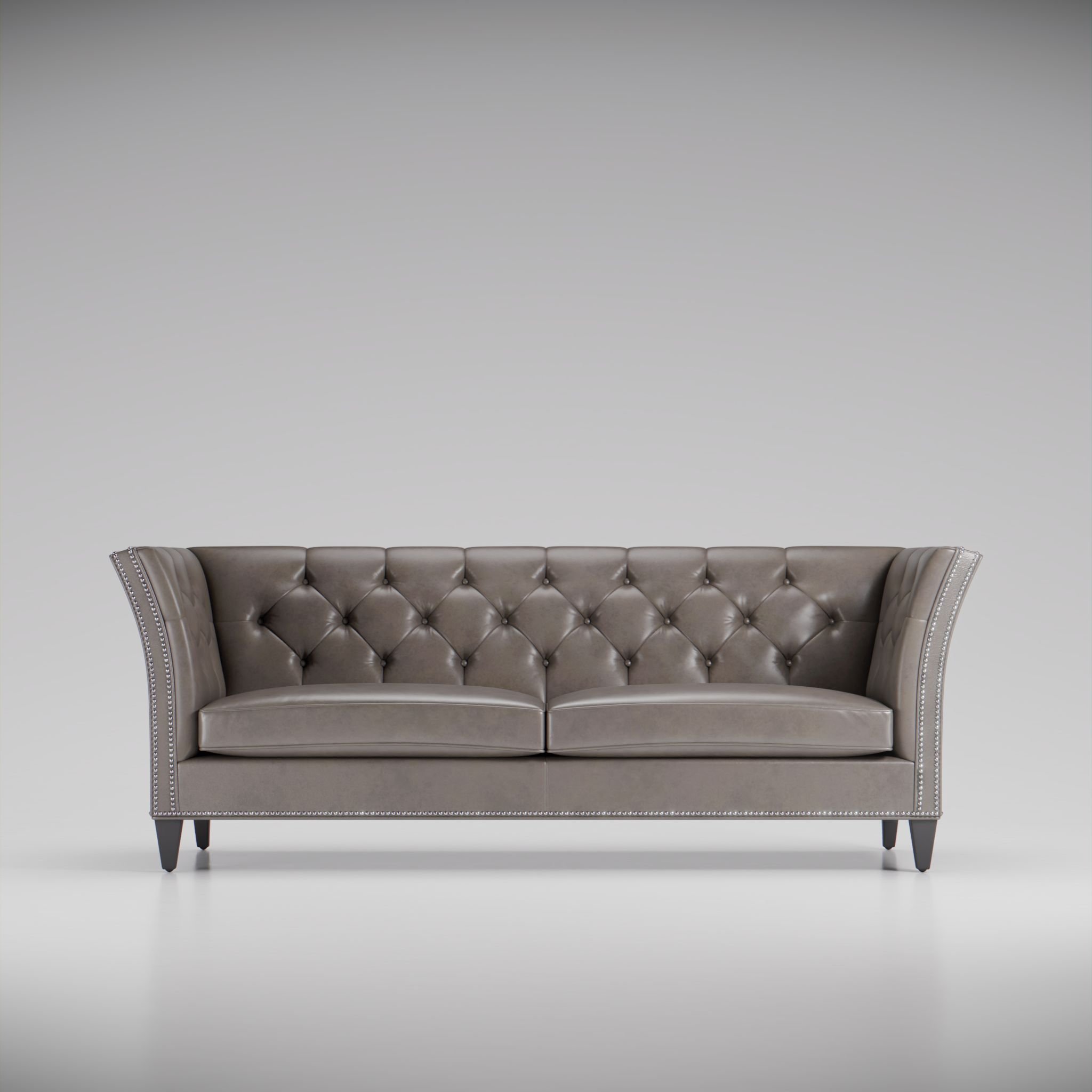 Front view of a leather sofa