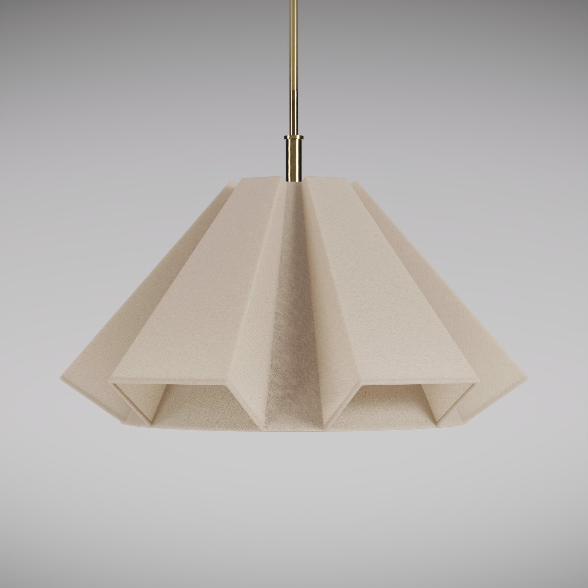 frontal view of the same modern design ceiling lamp in a white studio environment