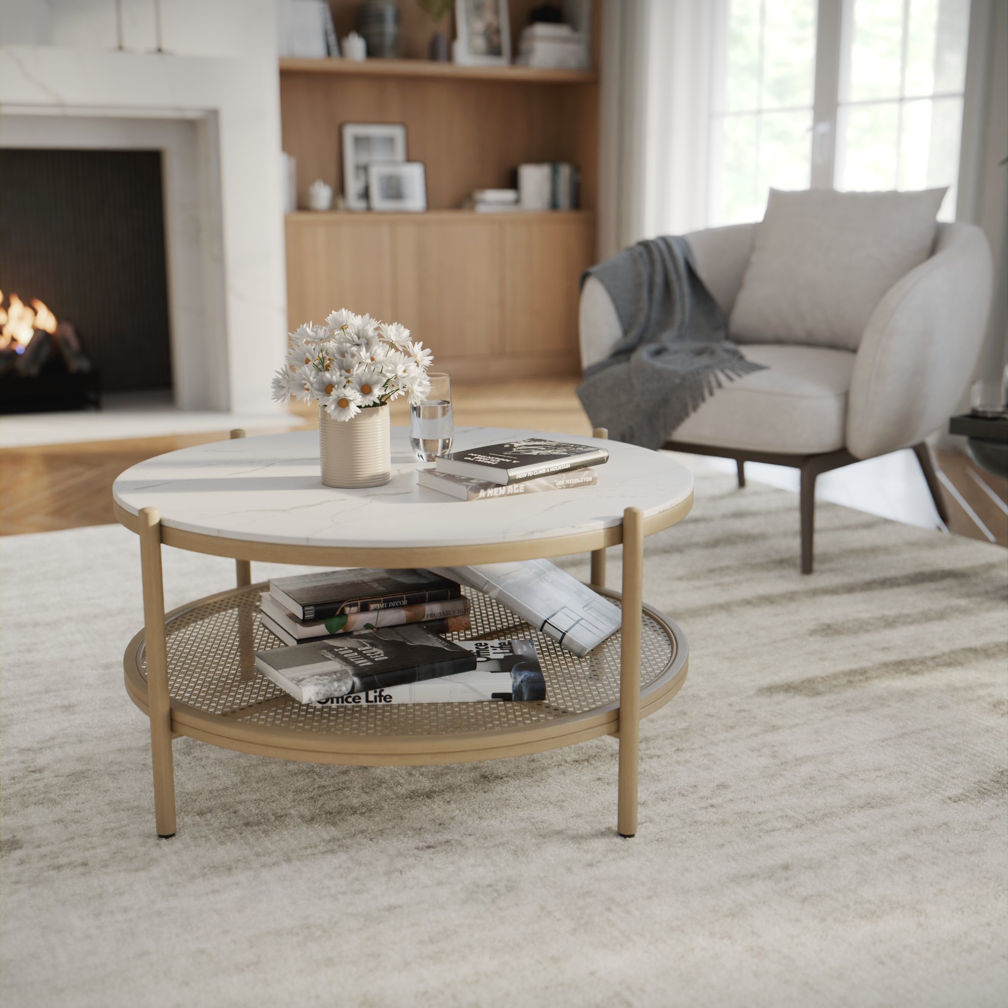 Closeup view of a coffee table