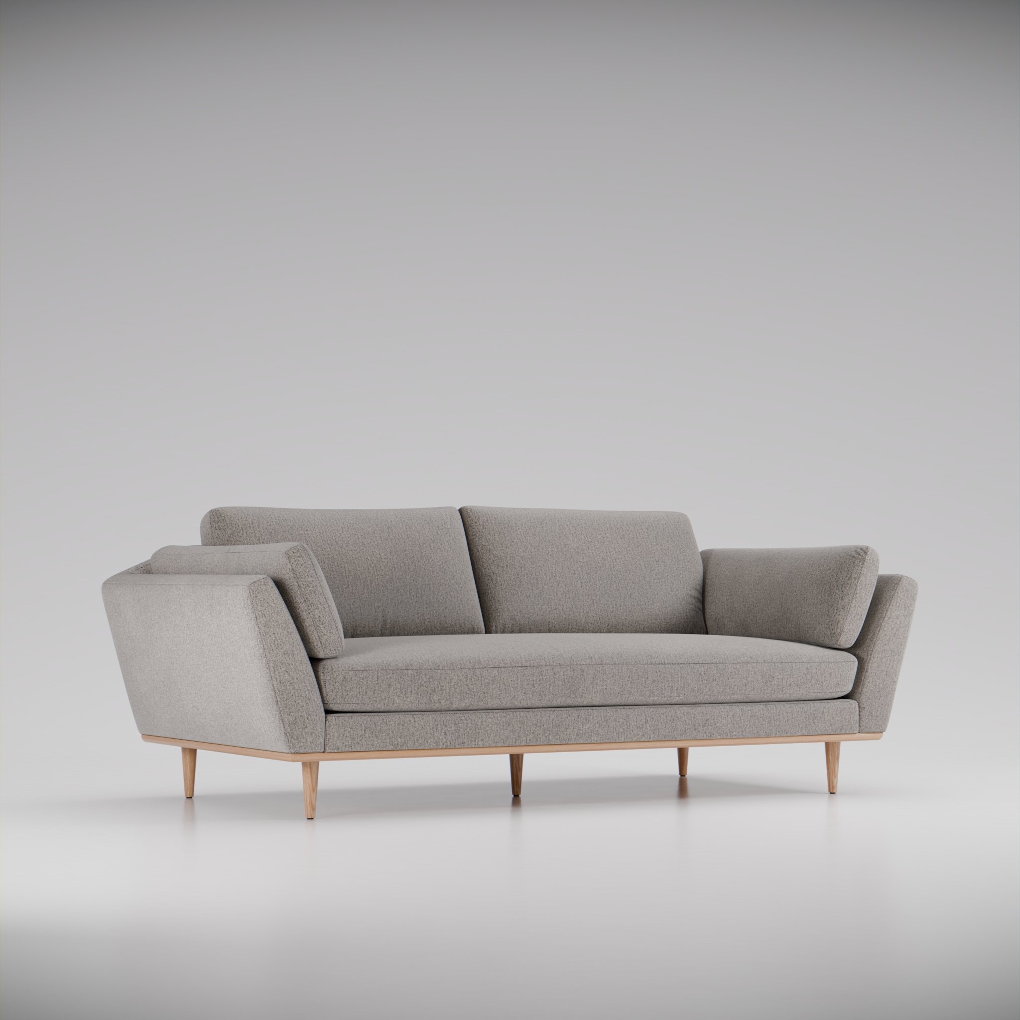 2/3 view of a grey fabric sofa
